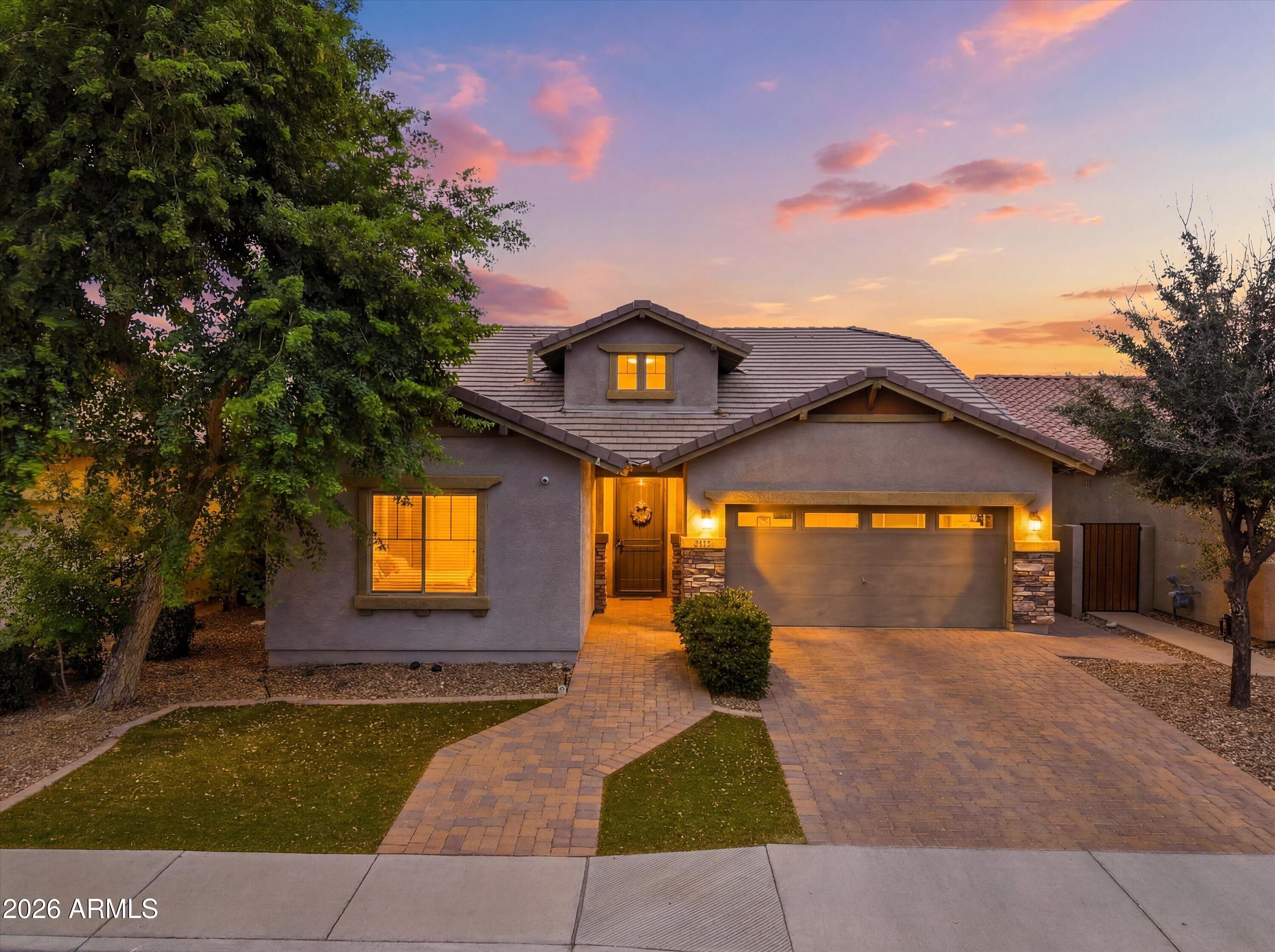 Welcome to this beautifully upgraded former Shea Homes model, designed with both elegance and functionality in mind. Perfect for Arizona living and ideal for buyers seeking space, flexibility, and lifestyle.
This spacious 4-bedroom, 3-bathroom home also features a versatile den and an expansive loft, offering room for everything from remote work to multi-generational living. The main level includes two bedrooms plus a den and primary bedroom, while the private upstairs retreat boasts a fourth bedroom, full bathroom, and loft, creating the perfect setup for extended family, guests, or a secluded second living space. The kitchen is equipped to impress with a five-burner gas cooking range and oversized island ideal for home chefs and entertaining alike. Additional peace of mind comes with a water heater installed just three years ago. Step outside and enjoy your sparkling pool, complete with a water feature, upgraded tile, and cool decking. Your personal oasis for relaxing or entertaining in Arizona's warm climate. Curb appeal shines with a paved driveway and walkway, low-maintenance turf, and a mature shade tree welcoming you home. The 3-car garage with extra storage nook ensures you have room for all your vehicles, toys, and gear. Located in the highly desirable Johnson Ranch community, residents enjoy access to exceptional amenities including three recreation centers with pools and spas, tennis, basketball, volleyball courts, frisbee golf, a scenic fishing lake, and a public 18-hole championship golf course.