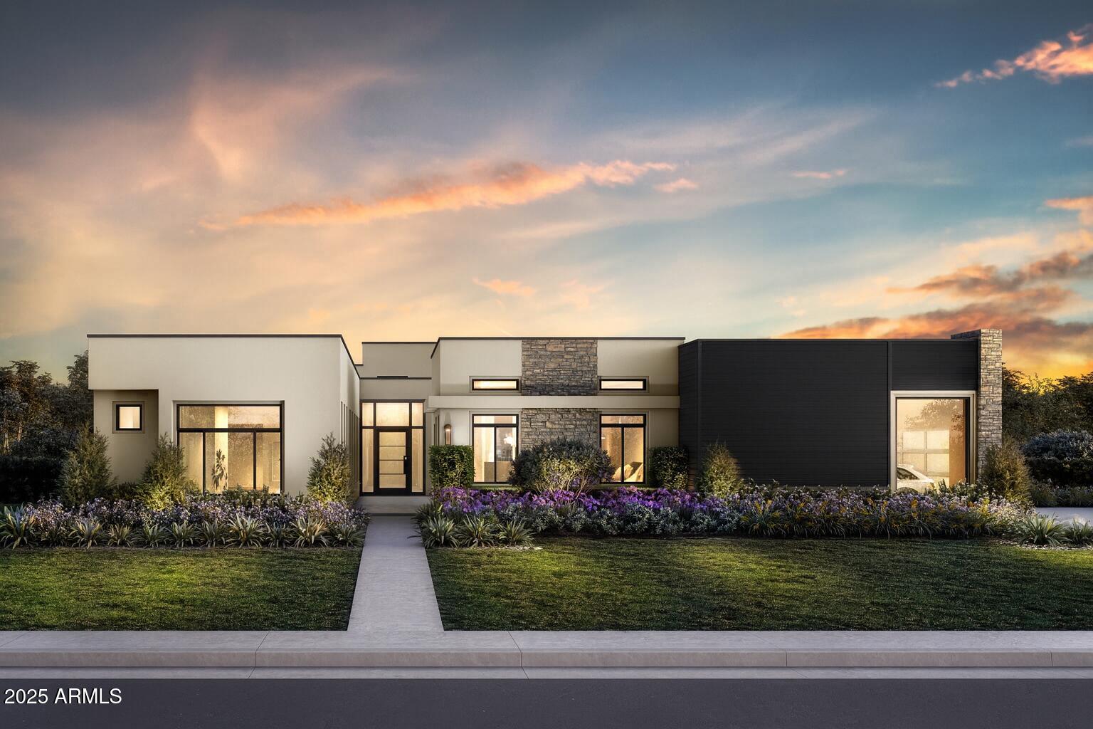 Stunning NEW Desert Modern Masterpiece by Thomas James Homes! Move in by the end of the year and discover the epitome of luxury living in one of Scottsdale's most desirable neighborhoods. Situated on over an acre of pristine land, this expansive single-level home offers 6 bedrooms, 7.5 bathrooms, and an array of exceptional features that combine modern elegance with practical living. The thoughtfully designed interior showcases wide plank wood flooring, custom lighting, and a floor-to-ceiling fireplace that serves as a dramatic centerpiece. The gourmet kitchen boasts high-end finishes like a pot filler, warming drawer, double dishwashers, and more. An attached pool house adds to the resort-like ambiance, and the 4-car garage ensures ample space for vehicles and storage.
Step outside to fully landscaped front and back yards, complete with a luxurious pool and spa perfect for Arizona's outdoor lifestyle. The home is just minutes from fine dining, shopping, and entertainment, offering both convenience and exclusivity.