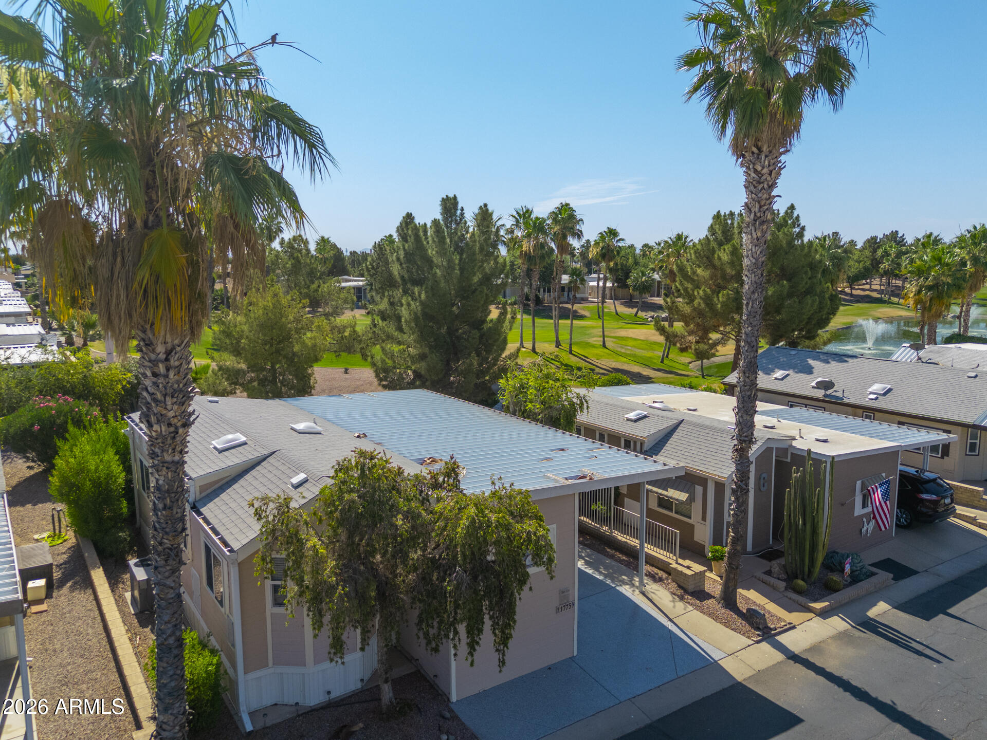 Come relax by the golf course on your oversized deck and take in the breathtaking Arizona sunrises and sunsets. Located off the 13th hole in the pet section of Palm Creek Resort & Residences, this former model home offers comfort, convenience, and resort-style living at its finest.
This beautifully maintained home features a spacious storage room, epoxy driveway, new carpet, and a new roof and gutters with a transferable 5-year warranty. Additional updates include a newer HVAC system installed in 2021. All appliances convey, including the washer and dryer. Being sold fully furnished, this home is truly move-in ready, just bring your suitcase and start enjoying the well-deserved Arizona retreat you've been dreaming of.
