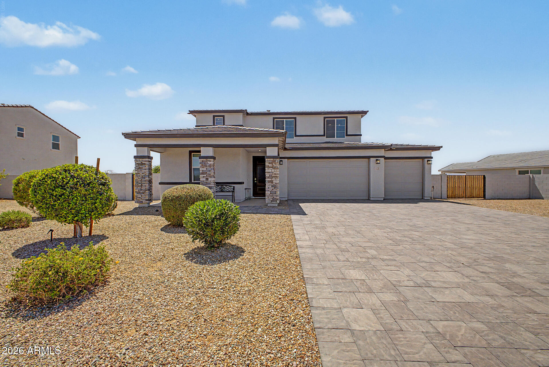 Welcome home to the highly desired Tuscany subdivision. Situated on a premium, oversized 15,551-square-foot lot, this meticulously maintained 2,677 sq ft residence offers the perfect blend of luxury, versatility, and convenience--located just minutes from shopping, dining, entertainment, and easy freeway access.
The main home has 3 bedrooms & 2 bathrooms while the crown jewel of this property is its ingenious multi-generational floor plan featuring a fully self-contained 1-bedroom, 1-bath guest suite featuring its own private living area and dedicated exterior entrance. It's the ultimate setup for in-laws, long-term guests, college students, or a premium executive home office.
Interior Highlights include a Designer Kitchen: Features sleek granite countertops, an abundance of cabinetry & a classic subway tile backsplash.
Premium Finishes Include: Granite countertops that carry through to all bathrooms, beautifully paired with elegant, full subway tile shower encasements.
Smart Flooring: Enjoy the beauty and durability of plank-style tile throughout the high-traffic living areas, with cozy, pristine carpeting in the bedrooms.
Pristine Condition: This strictly non-smoking, well-maintained home still looks and feels brand new.
Exterior Highlights include:
3-Car Garage, RV Gate & large slab of pavers: Plenty of room to park multiple vehicles, have a workshop, or extra storage.
Endless Backyard Potential: The massive 15,551 sq ft lot features a spacious, oversized covered patio overlooking a clean gravel/dirt canvas. It is the ultimate blank slate--perfect for designing your dream desert oasis, adding a sparkling pool, or creating an outdoor entertainment paradise.