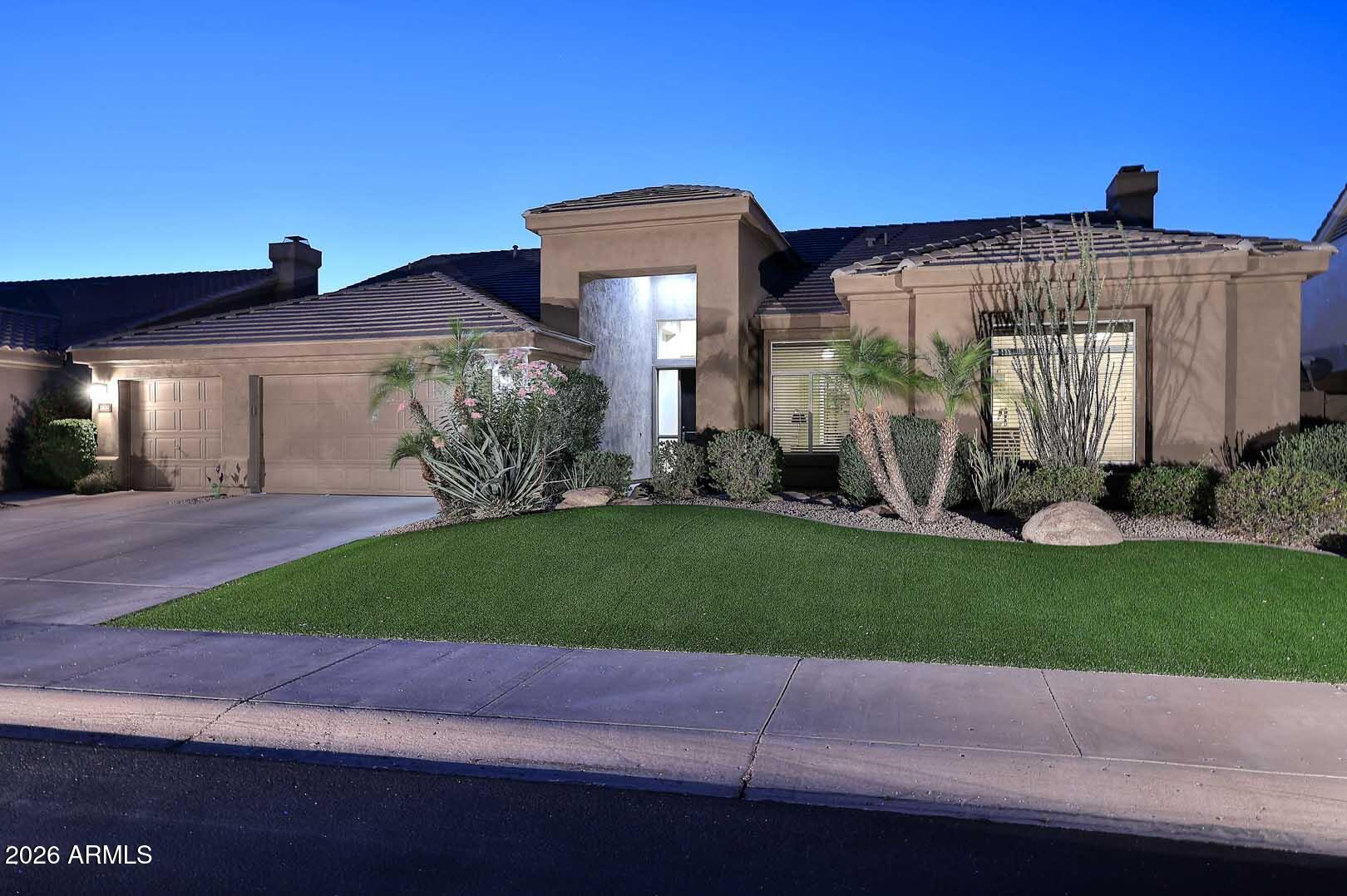 Exceptional value in guard-gated Stonegate! This popular Edmunds floor plan offers 3 Bedrooms + Den (4th Bed option), 2.5 bathrooms, vaulted ceilings, neutral finishes, an island kitchen with granite, s/s appliances, gas cooktop & spacious living areas that are perfect for entertaining with ease inside & out. The split primary retreat features a whirlpool tub, upgraded fixtures, granite counters, large walk-in close & privacy from the office and guest bedrooms. Major updates include copper plumbing (2013), roof (2019) & dual 16-SEER HVAC (2021) & water heater (2024). Relish in the peaceful backyard bliss of the rock waterfall fountain, firepit & built-in BBQ, or go wild with Stonegate's heated pool, spa, tennis, pickleball, sand volleyball, clubhouse and featured year-round activities.