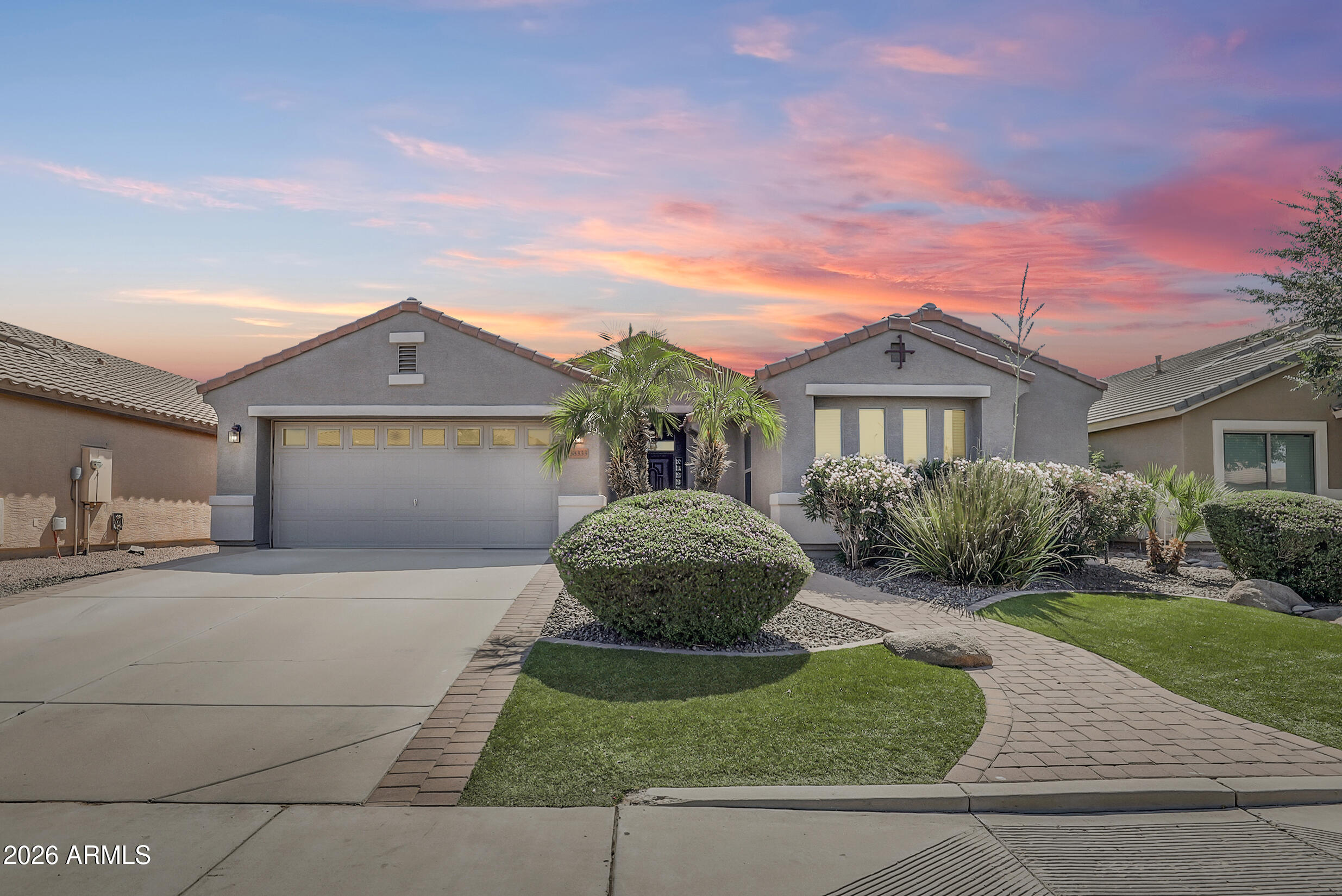 Gorgeous, meticulously maintained 3-bedroom plus den home in the highly desirable Pecan Creek South community of San Tan Valley. Ideally located just minutes from schools, parks, shopping, dining, and the new Target. This home features a spacious chef's kitchen with stainless steel appliances, a generous primary suite with private access, and a garage with built-in storage. Step outside to a beautifully designed backyard with a large covered patio, sparkling pool, and relaxing spa--perfect for entertaining or unwinding. A true move-in ready gem that offers comfort, convenience, and Arizona living at its best--don't miss your chance to make it yours before someone else does.  AC, Water Heater, and Pool pump all 3-4 yrs old.  This is truly a gem!