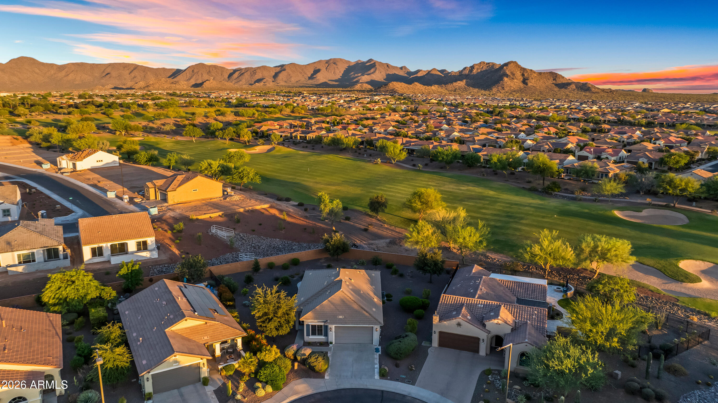 Perfect Size Home with an Amazing Oversized Yard with Beautiful Mountain Views......LET THIS BE YOUR DREAM HOME! You will want to live in this Backyard that is Truly One of the Largest Backyards in the Entire Subdivision... The Yard is Perfect for a Pool or a Casita or Possibly Both... The Mountain View is Amazing & you are Located Adjacent to the Golf Course... The Backyard offers a Beautiful Circular Oversized Travertine Patio, Mature Colorful Landscaping, & Professional Landscape Lighting... The Interior is as Cute as can be with 2 Bedrooms, 2 Bathrooms, Plus a Generous Sized Den... Perfect Sized Eat-In Kitchen with a Pantry, Granite Countertops, & Light Tone Cabinetry all in Terrific Shape... This House has been Well Maintained & is Waiting for You to Move Right In... Furniture Available on a Separate Bill of Sale... This Property is Located in the Desirable Community of the Festival at Sun City... This Community offers One of the Most Desirable Golf Courses in the State, Pools, Walking Trails, Exercise Gyms, Outdoor Parks, Pickleball Courts, Bocce Courts, Restaurants, & So Much More to Keep you Going. This is the Perfect Home for a Snowbird or a Year Rounder....Do Not Miss This Place....