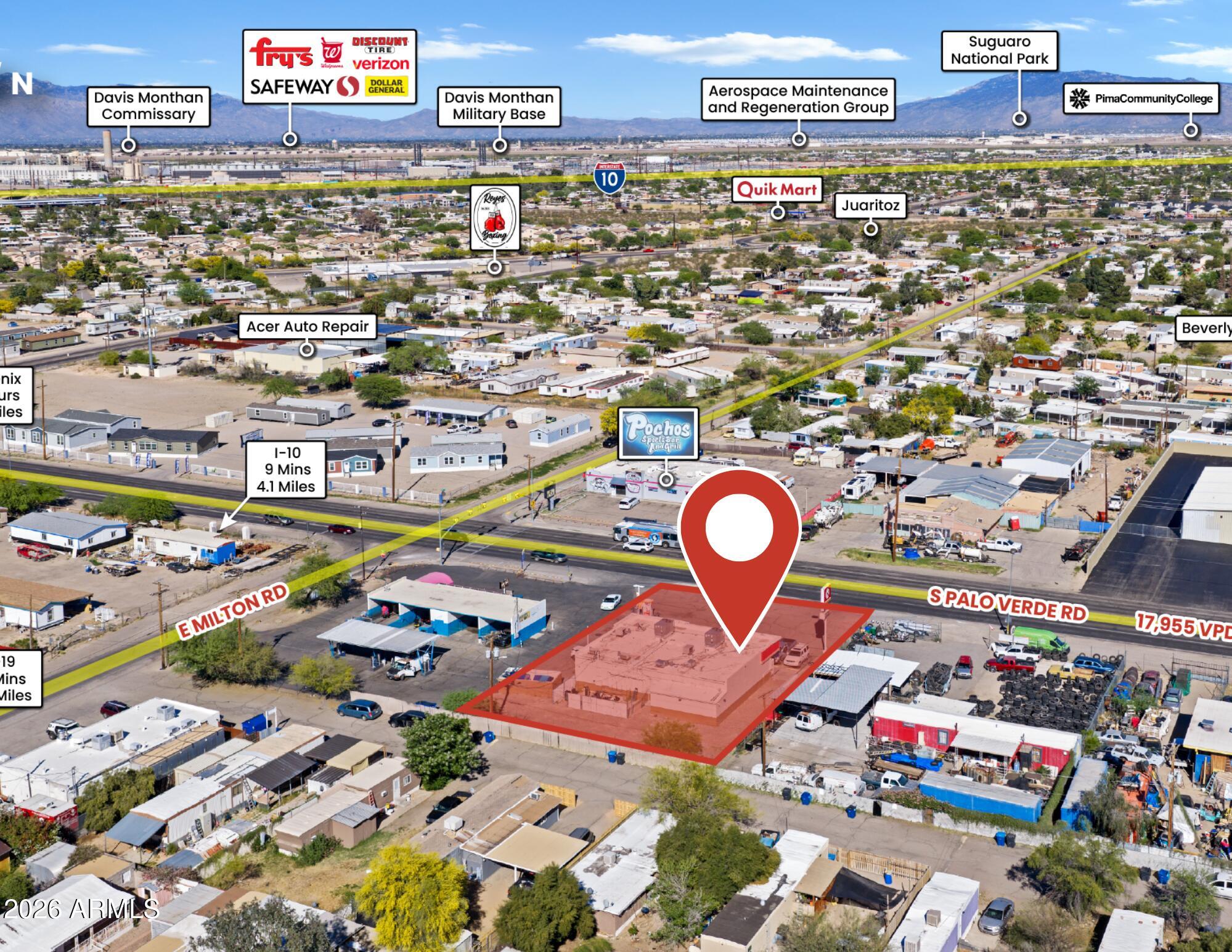 The subject property is a ±2,480 square foot convenience store and gas station located on ±0.34 acres at 5818 S Palo Verde Road in Tucson, Arizona. Positioned just south of the Benson Highway intersection, the site offers strong accessibility along a well traveled corridor in the South Tucson trade area.  Constructed in 1986 and zoned for commercial use, the property benefits from a functional layout and recent renovations, reinforcing its long-term viability. The asset is occupied by Circle K, which has operated at this location since 1973, highlighting its established presence and importance within the surrounding community.