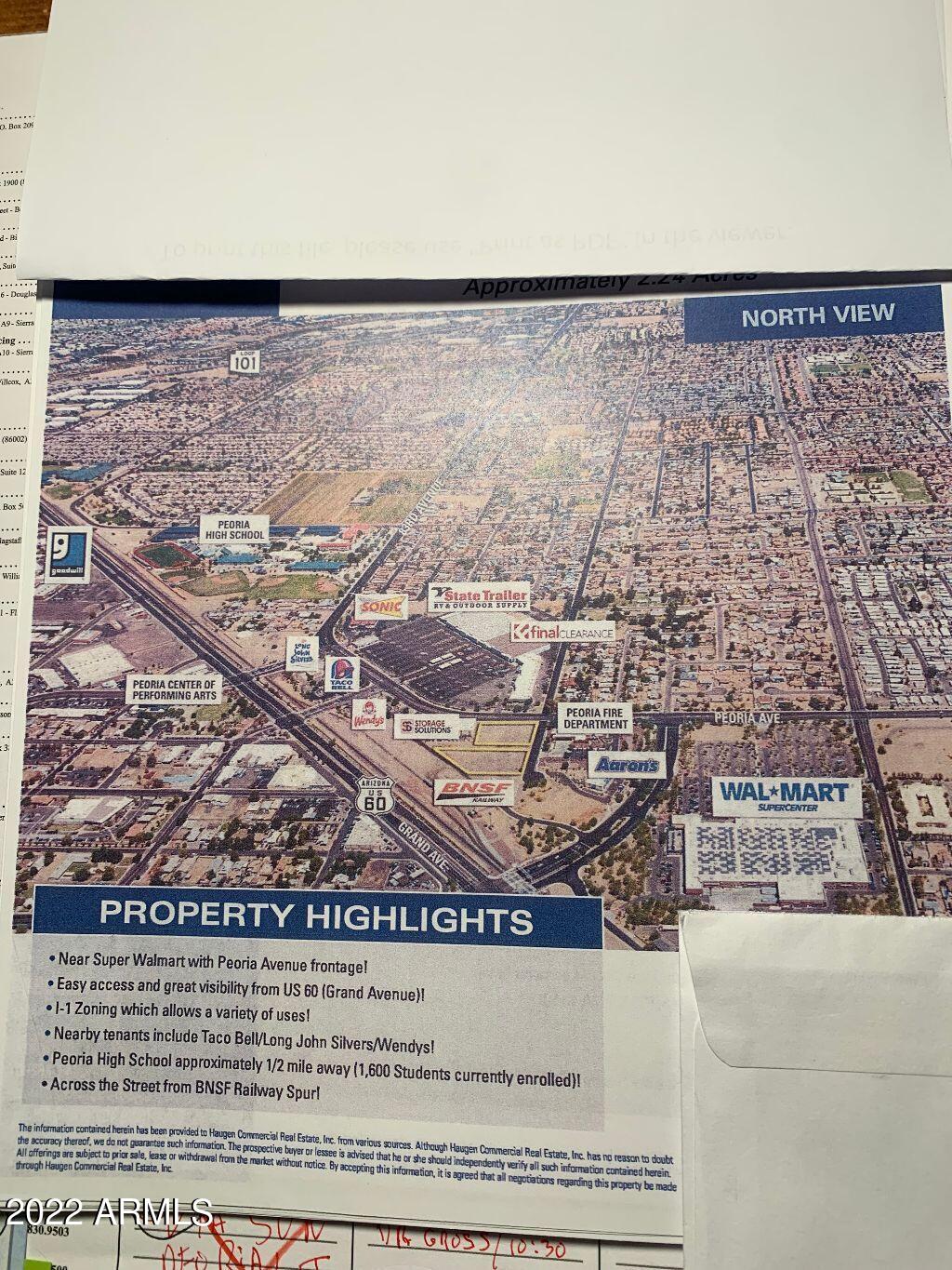 Owner has completed City Pre-App meeting and is reviewing requirements for development.   !!!Five parcels fronting Peoria Ave, approx. 40,000 sq. ft .,. Access from Peoria, or 81st,  Rail Road spur along Market...adjacent to Grand Ave... ..CITY SEEMS FAVORABLE TO DEVELOPMENT OF ALL TYPES, EVEN VERTICAL. Looking at MULTI FAM. housing, light industrial, commercial, storage yards. Water and sewer in 81st or Peoria Ave,