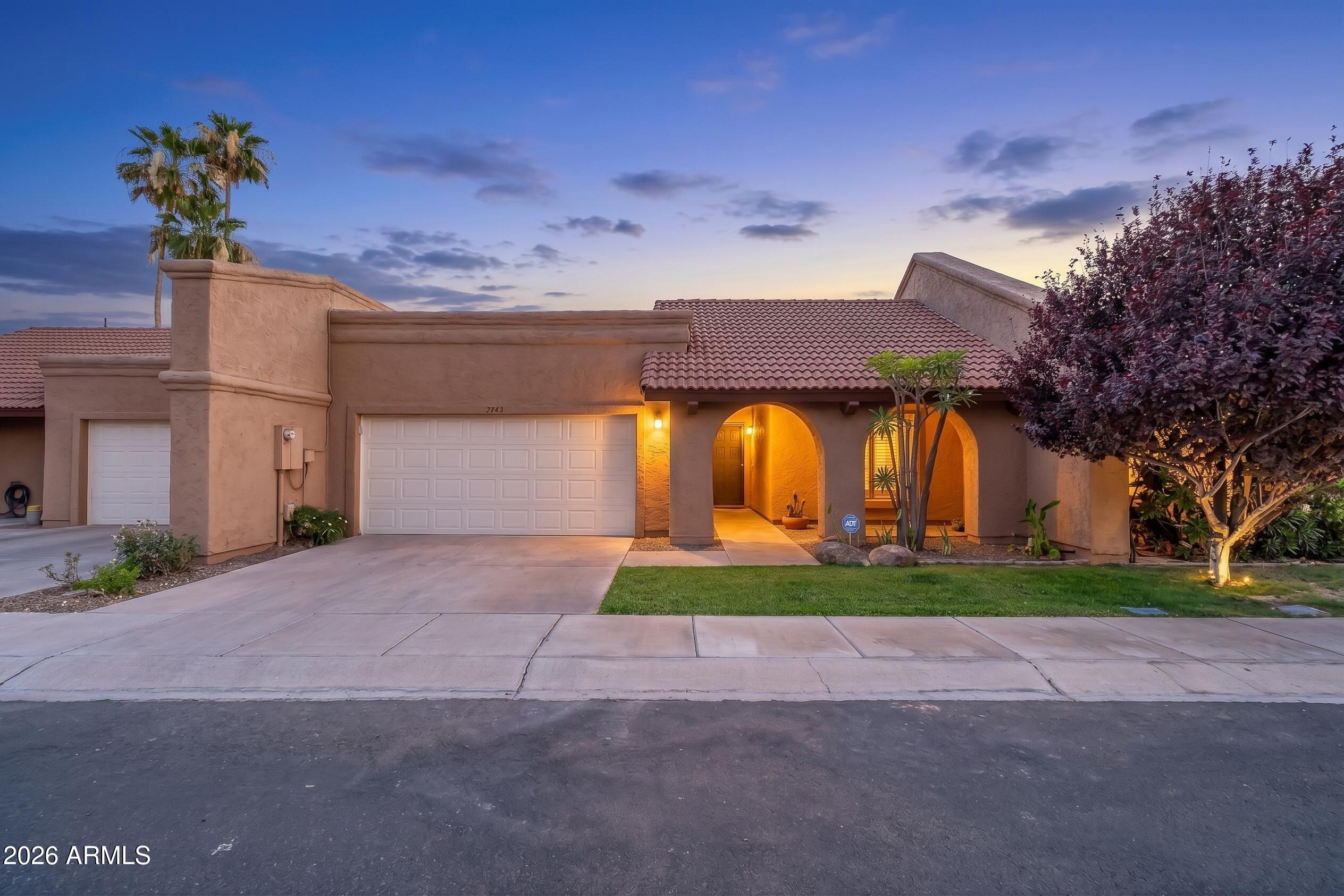 If you're in the market for a charming, conveniently located patio home in South Scottsdale, this may be the perfect fit. Nestled in the highly desirable Hacienda del Rey community, this beautifully maintained home possesses an enviable Greenbelt view and offers the ideal blend of comfort, convenience, and resort-style living.
This popular Casa Blanca floor plan features 2 bedrooms, 2 bathrooms, and a dedicated built-in office. Three skylights flood the workspace with natural light, creating an inspiring environment for remote work, hobbies, or creative pursuits. Recent updates include fresh interior paint throughout, new kitchen flooring, a new dishwasher, a newly coated flat roof, and a recently installed air-conditioning system complete with a Honeywell Home Pro Thermostat and a transferable 10-year warranty, providing peace of mind for years to come. You will also appreciate all the storage space in the garage and the enormous pantry.  
The spacious primary suite serves as a private retreat, featuring a new dual-sink vanity, a generous walk-in closet, and a charming atrium that fills the space with natural light. The inviting living room centers around a classic beehive fireplace, adding warmth and character to the home. Arcadia doors open to a covered patio and low-maintenance backyard where you can relax and enjoy the lush Greenbelt views.
The secondary bedroom offers French doors that open to the front patio, a spacious closet, and easy access to the guest bath, which features a jetted soaking tub and abundant natural light.
Residents of Hacienda del Rey enjoy an impressive array of amenities, including tree-lined green spaces perfect for daily walks, a versatile sport court for tennis, pickleball, and basketball, a community pool, heated spa, and a charming gazebo in the West Garden where neighbors gather and friendships flourish.
Location is everything, and this home delivers. Just minutes from Scottsdale Fashion Square, Old Town Scottsdale, and Tempe Marketplace, you'll have easy access to some of the Valley's best shopping, dining, and entertainment. El Dorado Park, with its scenic lake, walking trails, and bike paths, is just down the street, while nearby Loop 101 and Loop 202 freeways make commuting throughout the Valley quick and convenient. Pinch yourself, you can own this slice of heaven.  This special property offers a lifestyle that's hard to match. Don't miss the opportunity to make it yours!