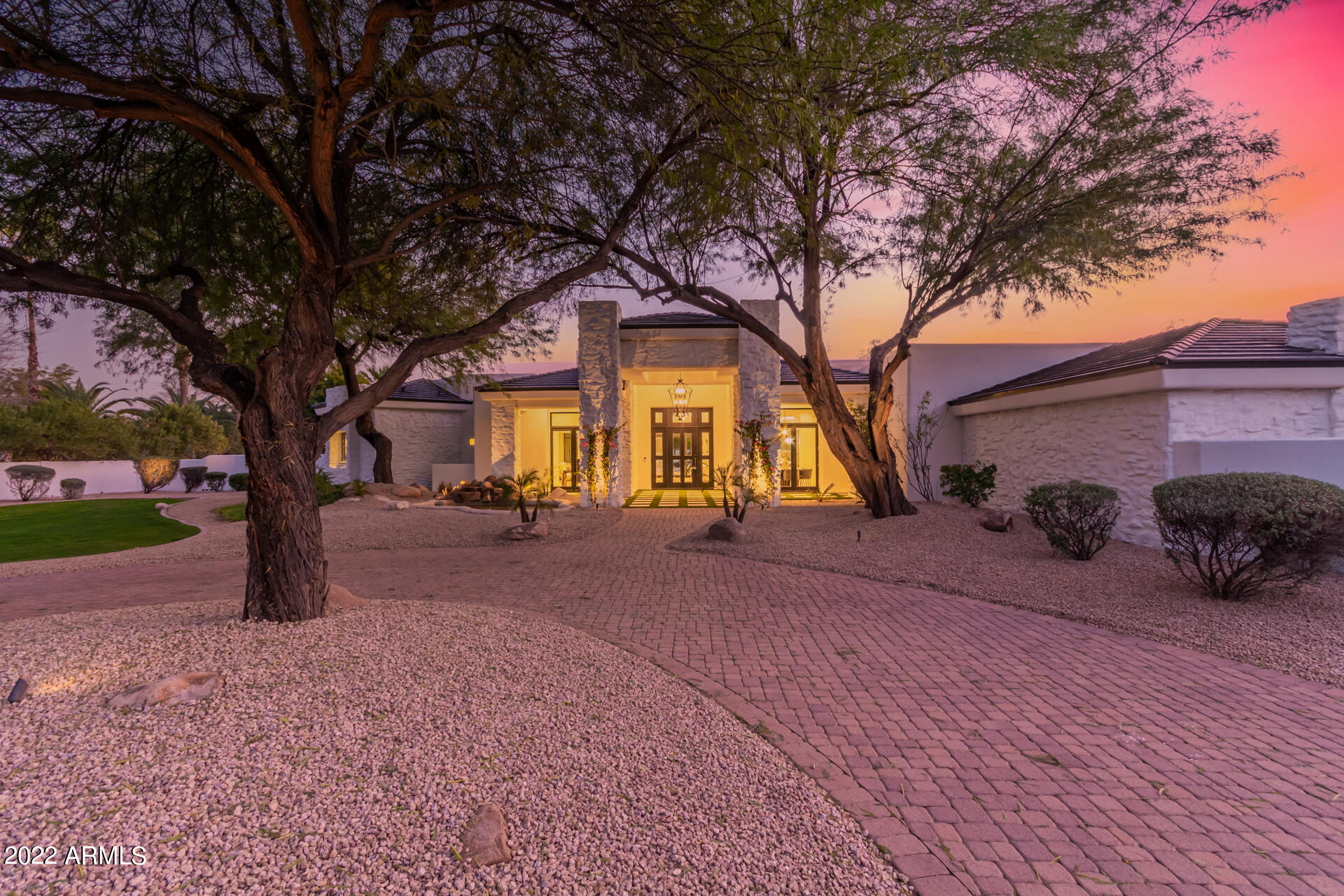 Looking for that new home feel? This home is  decorated and upgraded to today's style!
Just about everything is brand new, from the roof, to the HVAC's , doors, windows, multi-sliding glass doors, new wood flooring, cabinets, counters, finishes, exterior, and a new sports court. (sub zero in kitchen and new garage doors arrive end of February) 
Tucked away at the end of a cul-de-sac this home won't disappoint. His and her private office's, all bedrooms en-suite, game room, theatre room.
Your guests will gather in this beautiful kitchen that opens up to the family room, looking out to the beautiful backyard. Every bathroom has it's own unique style.
 Large 50,000+ square foot lot, mountain views, resort style pool. Easy to show on short notice, send your request through ShowingTime.