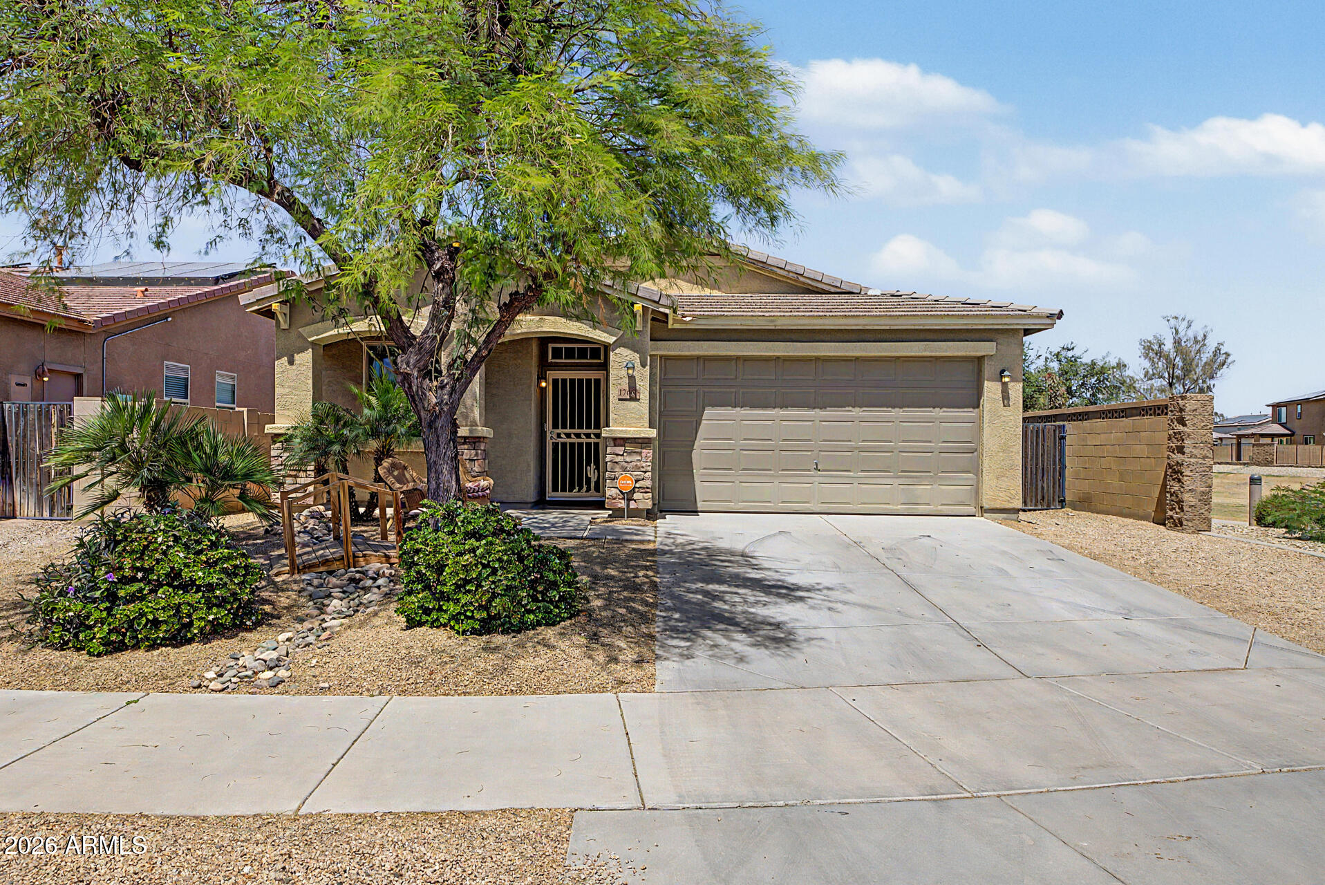 Seller financing terms are: Sales Price $415,000 w/ 25% down & no credit check for fast close, interest rate and additional terms on the Seller financing option available, Premium corner lot,  privacy, single-story property on the left, greenbelt on the right.  Back patio overlooking a view fence, lush park setting.  Bright,  open layout, picture windows  Stainless steel appliances, upgraded granite countertops, attractive cabinetry, breakfast bar, and a pantry--. Ceramic tile flooring in main living areas, recently updated laminate flooring (4/2/2026) in the bedrooms, hallway.  a desirable split floor plan, primary suite & one secondary bedroom on one side of the home, Primary shower replaced, two additional bedrooms on the opposite side with Jack & Jill bathroom.  Community amenities Community amenities including a pool, spa, parks, basketball courts, & volleyball. Solar lease monthly payment of $145.81.
