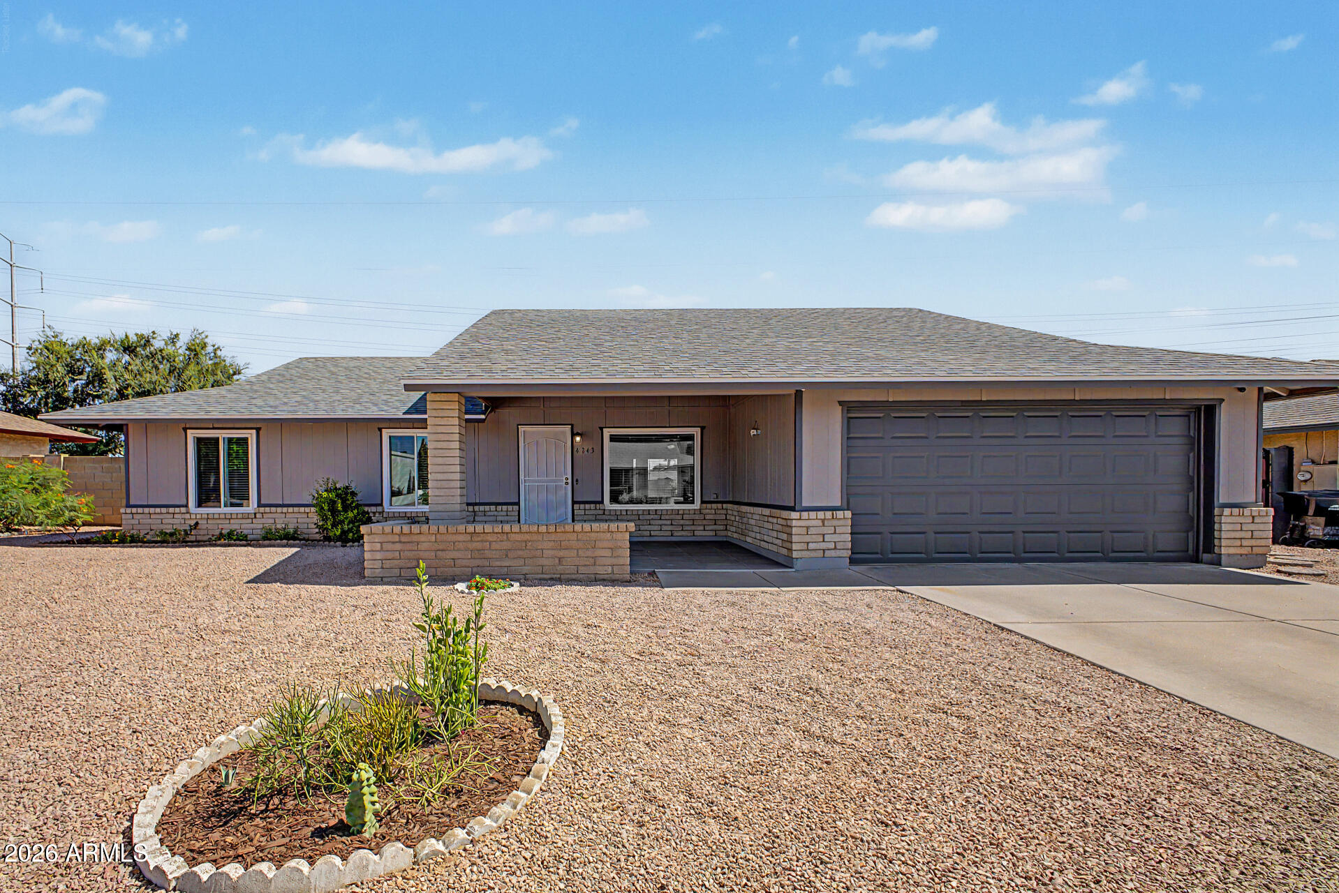 Welcome to this 3 bedrm/2bath+(office/flex/4th Bdrm) upgraded Mesa home situated on an oversized 9,531 sq.ft.lot with NO HOA! Offering north/south exposure, 2 gate access, & over $100,000 in recent renovations and upgrades, this move-in ready property combines comfort, efficiency, & style in a prime central location near shopping, freeway access, & within walking distance to Entz Elementary School. Step inside to discover spacious living areas including a large formal living room & an oversized family room just off the kitchen -- perfect for entertaining and everyday living. The updated kitchen features freshly painted cabinetry, new Corian countertops, pull-out lower cabinets for pots and pans, new stainless steel appliances including refrigerator, dishwasher, microwave, & oven/stove plus direct access to the pantry & laundry room from the 2-car garage for added convenience.Washer & dryer hookup inside home. This 3 bedrm/2 bath home feels just like new with major system upgrades already completed, including a new roof, new central HVAC system, new mini-split HVAC for the attached office/flex space/4th bedrm, with exterior entry, new dual-pane Champion windows & slider, new water heater, new garbage disposal, new security door, & new door locks throughout.Both bathrooms have been beautifully updated with new vanities, hardware, toilets, & designer tile surrounds. The primary suite features a stunning new tiled walk-in shower with glass enclosure, new vanity & toilet. Additional upgrades include new wall texture & interior paint, upgraded baseboards, new lighting, Blinds & ceiling fans throughout,  & refreshed exterior paint.Enjoy Arizona outdoor living with a large shaded front patio with new tile, expansive covered backyard patio, low-maintenance desert landscaping with watering system, extra storage space, & plenty of room for toys, dog run, or future possibilities.No neighbors behind!!This rare Mesa find offers extensive upgrades, flexible living space including a private office with exterior entrance & brand new split hvac, oversized lot features, & true pride of ownership throughout. A must-see opportunity!