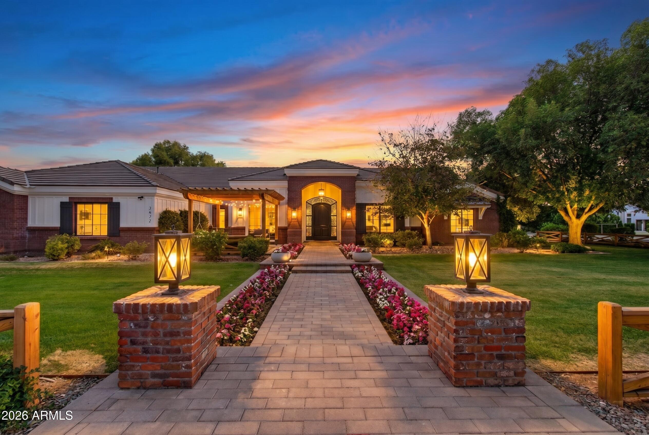 Tucked behind the gates of a private 6-home enclave, this custom Gilbert ranch estate with basement offers the rare blend of land, luxury, and legacy living. Set on approximately one acre with NO HOA and horse rights, this extensively remodeled original owner/builder home was designed for gathering, hosting, and multi-generational living.

Home features include 6,343 total SF including a 496 SF attached casita, 6 bedrooms, 5.5 baths, full basement, open floorplan, resort-style pool and spa, outdoor kitchen, amphitheater gathering space, and 4-car garage with detached RV/boat garage with large air-conditioning storage room and flex/office space.

The thoughtfully designed home was built for real life with large gathering spaces, a full basement with with additional bedrooms, baths, theater/family room, laundry, and storage, plus a private attached casita complete with its own entrance, full kitchen, laundry, living space, and secluded yard. Ideal for extended family, guests, live-in support, or flexible living needs.

That backyard wedding you've been dreaming about? Thanksgiving with everyone under one roof? Prom dinners? Christmas with all the family? This is the kind of home built for those moments. Heated pool and spa, outdoor kitchen with gas BBQ, firepit, gazebo, mature citrus orchard, sprawling covered patios, and lush mature landscaping create a peaceful tucked-away setting that feels worlds away while still being in the heart of Gilbert.

Major systems including HVAC and appliances have been updated within the last 5 years, with the entire home meticulously remodeled and maintained throughout. Ideally located near Loop 202, SanTan Village, the medical corridor, and Gilbert Regional Park, this is the home you've been hoping would hit the market - thoughtfully built for everyday function, effortless hosting, and generational living that carries beautifully through every season of life.