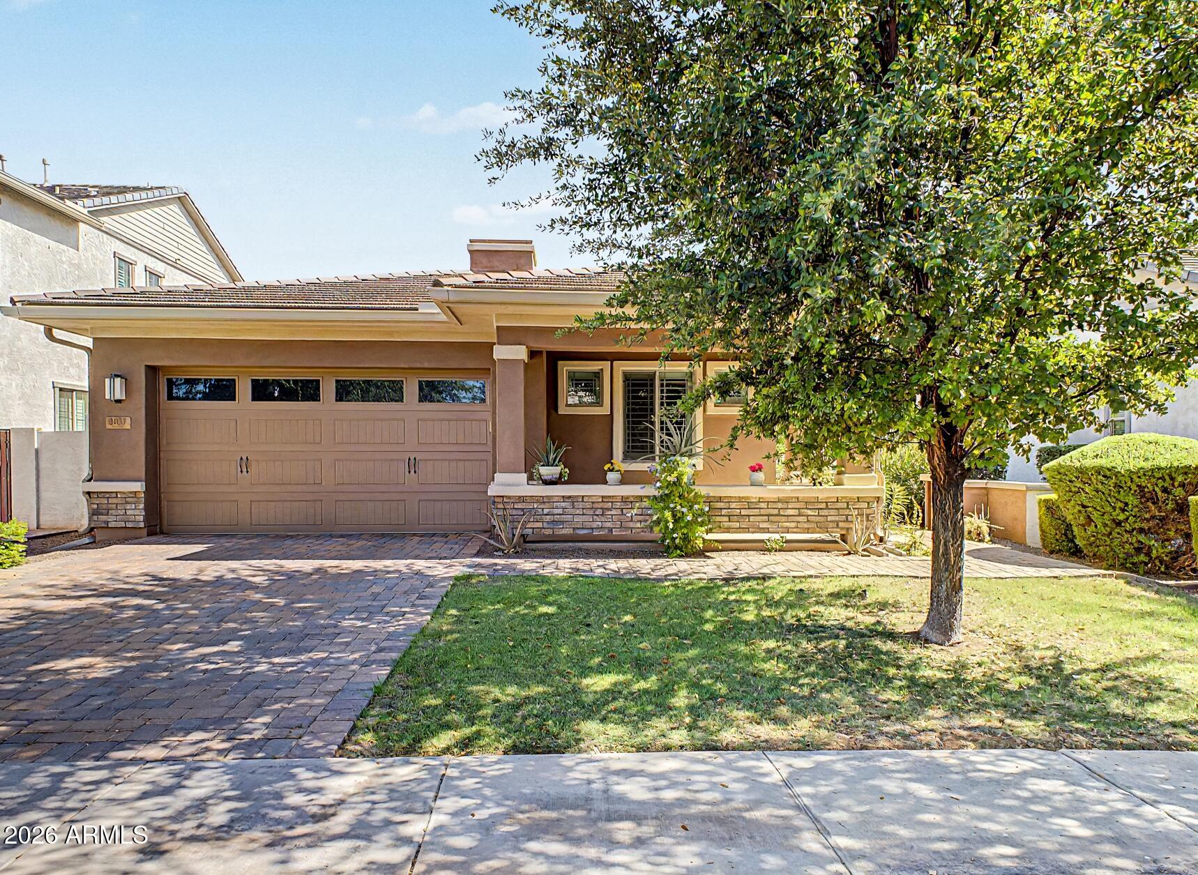 Welcome to this beautifully maintained single-level home in the highly desirable Morrison Ranch community! Offering 3 bedrooms, 2.5 bathrooms and 2,060 SF, this open-concept floor plan features a spacious great room, formal dining area, and a well-appointed kitchen with granite countertops, stainless steel appliances, large island, and walk-in pantry. Enjoy plantation shutters, a split-bedroom layout, oversized laundry room, tankless water heater, water softener, and washer & dryer that convey. The security screen door and fan's in all rooms, are additional bonus to this property. Relax in the landscaped backyard with a pergola and extended paver patio. Close to parks, lakes, pickleball, basketball, volleyball, shopping, dining, schools, and freeway access.