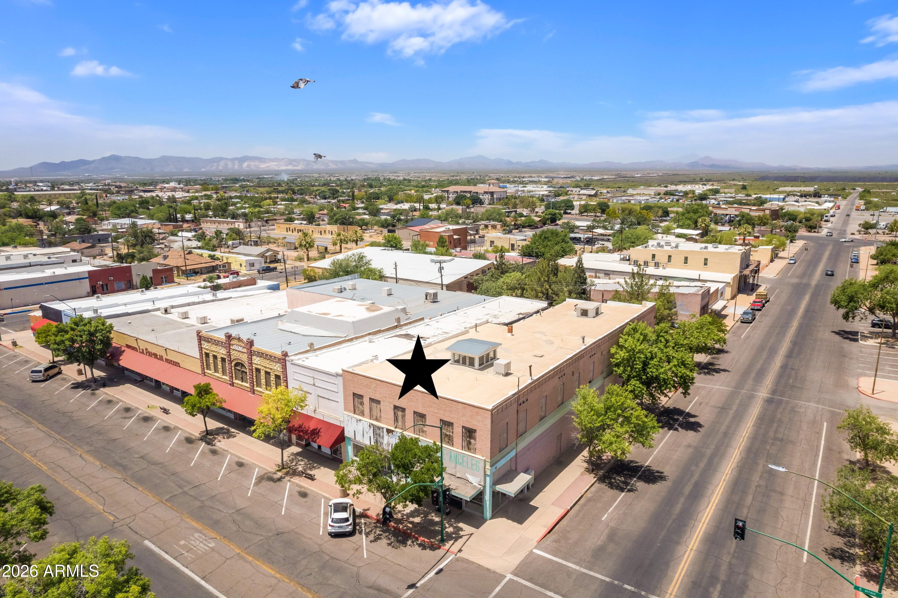 Historic Douglas landmark redevelopment opportunity! Known locally as the ''Old Post Office Building,'' this massive approx. 12,341 sq ft two-story commercial structure, with five storefronts, is located within the Douglas Historic District and offers exceptional adaptive reuse potential. Formerly a hotel, saloon, bordello, retail spaces and salon, the property retains significant original character including stacked brick walls, hardwood floors, original doors and trim, oversized picture windows, 10-foot ceilings, wide central staircase, large hallways, and approximately 20 upstairs rooms with fireplace venting still in place. Roof replaced in 2019. Zoned GC (General Commercial). Utilities are currently off. Excellent opportunity for boutique hotel, mixed-use redevelopment, artist lofts, event venue, hospitality, retail, office, or live/work conversion. Exceptional historic architecture and redevelopment potential at approximately $14/sq ft. Buyer to verify zoning, historic status, incentives, and all permitted uses.
