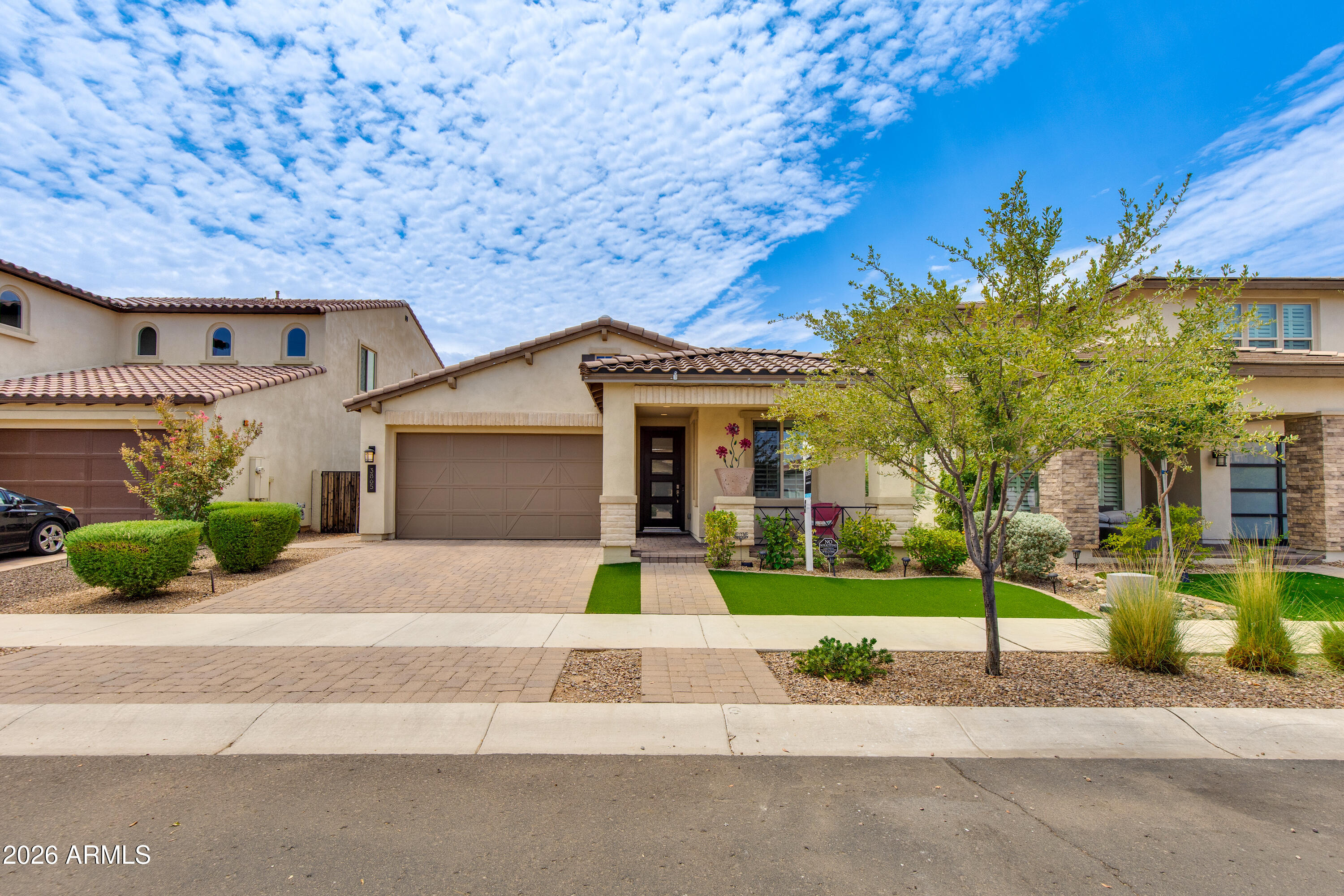 Your desert oasis awaits! Cool off in your sparkling pool, surrounded by lush landscaping, an expansive covered patio, & LED lighting system that sets the perfect mood in every season. Inside, enjoy this beautifully updated, move-in ready 3-bedroom, 2-bath home. Freshly painted and thoughtfully designed with an open-concept layout, the spacious great room flows effortlessly into the expansive kitchen, creating an inviting space for everyday living & entertaining. Tile flooring, elegant plantation shutters, & a desirable split floorplan add timeless appeal, while a versatile bonus room offers the flexibility of a home office, den, playroom, or fitness space. The spacious primary suite is a true retreat, featuring a beautifully renovated, spa-inspired walk-in shower designed for relaxation. This home is thoughtfully upgraded with timeless finishes and functional living spaces, and offers the perfect blend of comfort, style, and convenience. Ideally located near shopping, dining, parks, recreation, and major freeway access, this home is ready for you to move in and enjoy everything Arizona living has to offer.