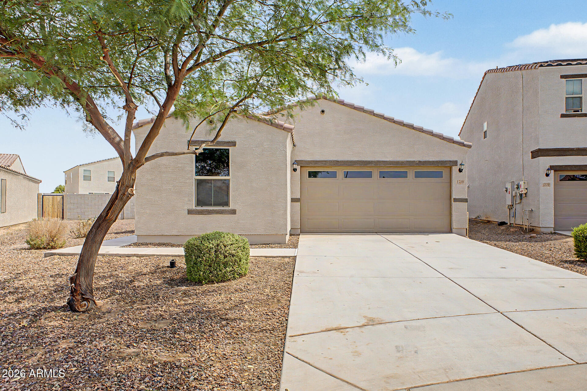 The possibilities are endless in this Home. It is one of the largest lots in the community, Ideal for a pool and more. 4-bedroom, 2-bath, with a Stucco-Covered Patio, Insulated Car Garage, Genie Garage Door Integrated Wi-Fi, Soft Water System, Washer & Dryer, Stainless Steel Kitchen Appliances. Wi-Fi Smart Thermostat and 40 Gallon Water Heater. Walk-in Shower in Main Bathroom and 2 Sinks.  Both bathrooms Countertop Cultured Marble. Added 42'' Kitchen Upper Cabinets, Trash Bin/Recycle Bin Kitchen Cabinet, Vent Range Hood to Outside. If you are looking for a quiet neighborhood close to parks, schools, and everyday conveniences, This is the place for you. Don't wait! *1% Flex Credit to be applied towards closing costs or rate buydown, offered by preferred lender for qualified buyers.