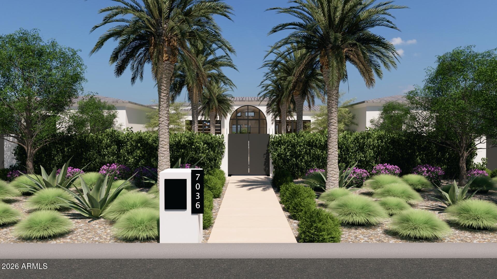 Presenting an extraordinary Santa Barbara Contemporary estate--a newly constructed masterpiece set on an expansive 50,000 sq ft lot, offering 4 bedrooms, 7 bathrooms, and a rare 6-car garage within a completely private, gated compound.

From the moment you arrive, the property makes a breathtaking impression. A fully curated landscape--where every mature tree and plant was intentionally installed--creates a lush, resort-like setting. Towering palm trees guide you along the grand approach to the home's entrance, setting the stage for the elegance that awaits inside.

Step through the dramatic barrel-vaulted foyer, where sophistication immediately unfolds. A stunning formal dining room is framed by striking glass wine columns, while across the foyer a sleek, architecturally impressive contemporary office offers the perfect executive retreat.

The heart of the home is an exceptional great room with soaring 18-foot ceilings, designed for both luxurious living and grand entertaining. The chef's kitchen showcases an oversized statement island, exquisite Taj Mahal quartzite countertops, custom-crafted cabinetry, and a full suite of premium Wolf and Sub-Zero appliances. A spectacular custom-designed contemporary fireplace anchors the space. For effortless hosting, a fully equipped back kitchen is discreetly tucked away--ideal for catering private events while maintaining the home's pristine presentation.

The entertainment experience continues into the remarkable game room and designer bar, finished with the finest materials and craftsmanship. Adjacent is a state-of-the-art theater featuring a dramatic back wall that opens at the touch of a button, seamlessly connecting the theater to the game room for the ultimate entertainment environment.

A breathtaking 44-foot wall of pocketing glass disappears to create a flawless transition between indoor and outdoor living. Step onto the expansive covered patio overlooking a resort-style backyard complete with a stunning pool and spa. Towering palms frame the water features, while a perimeter of mature Ficus trees surrounds the estate, providing unparalleled beauty, serenity, and privacy.

The luxurious primary suite is a true sanctuary, featuring expansive windows that capture picturesque views of the resort-style grounds. The spa-inspired primary bath includes dual water closets, an oversized steam shower with dual showering stations, rain heads, handhelds, and body sprays in a sleek contemporary design. The suite is completed by expansive his-and-hers closets, fully customized with the highest-quality cabinetry.

Each additional bedroom offers ensuite baths and beautifully designed walk-in closets, finished to the same exceptional standards found throughout the home.

This is a residence designed for the most discerning buyer, combining architectural beauty, cutting-edge amenities, and resort-level living.

Welcome to one of Paradise Valley's most exclusive new construction estates--where luxury, privacy, and impeccable design meet.