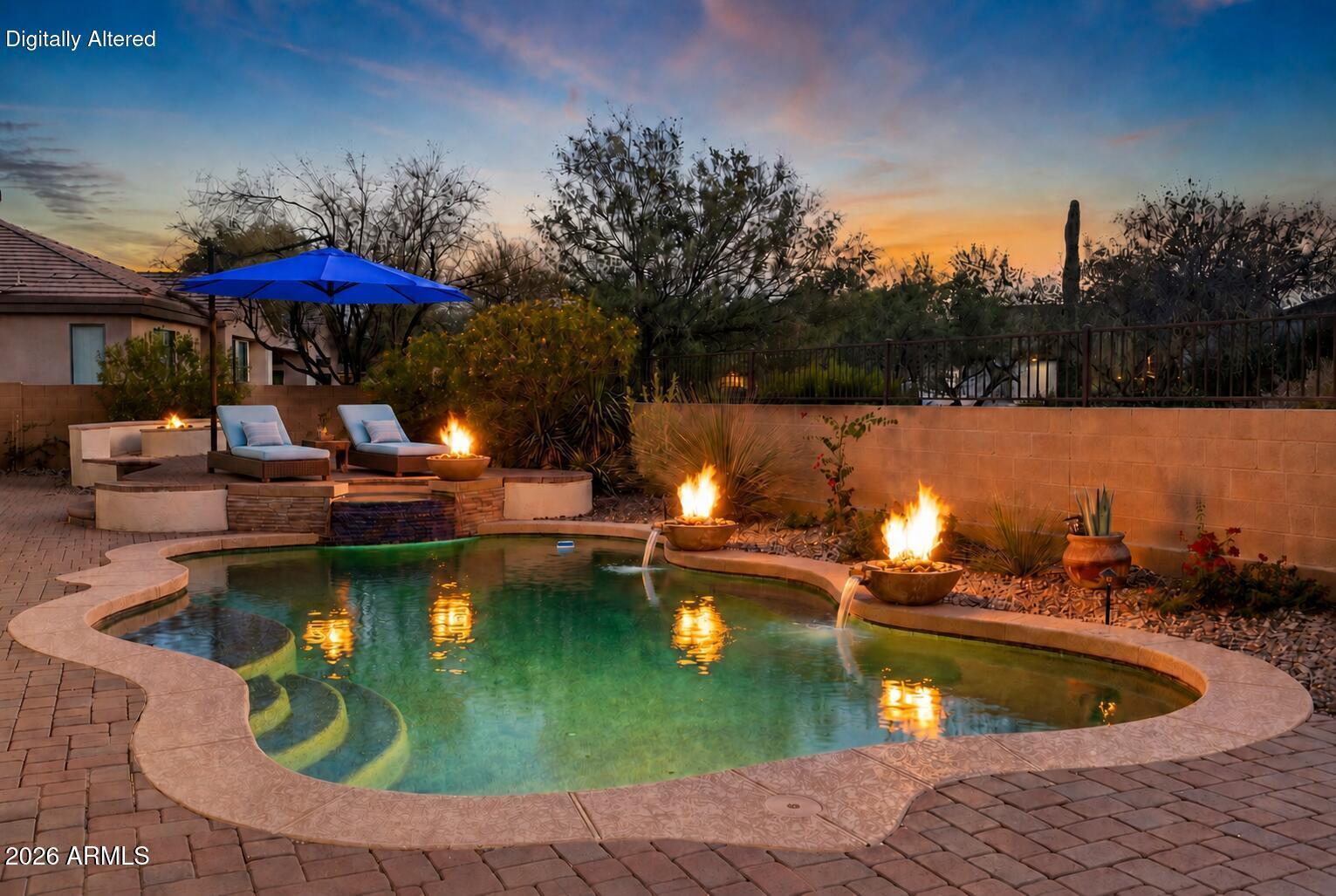 A Resort Backyard, Heated Pool and Spa, Serene Private Lot, Rich Hardwood Floors and a 4-Car Epoxy Garage - all inside the gates of Anthem Country Club. Dramatic high ceilings and stunning Custom Light Fixtures set the tone across 5 bedrooms, den and 4½ baths. The granite kitchen flows into expansive, oversized rooms, wide hallways and comfortable living spaces. The Formal Dining Room and dedicated Den/Office add versatility and function. Hardwood Floors add warmth and character. Step onto the elevated patio and soak in your Serene Private Lot. Unwind in the Resort Backyard's Heated Pool and Spa. The 4-Car Epoxy Garage completes the package. Country Club amenities include 2 fitness clubs, 2 golf courses, and 2 private restaurants. World-Class Luxury without leaving your neighborhood.