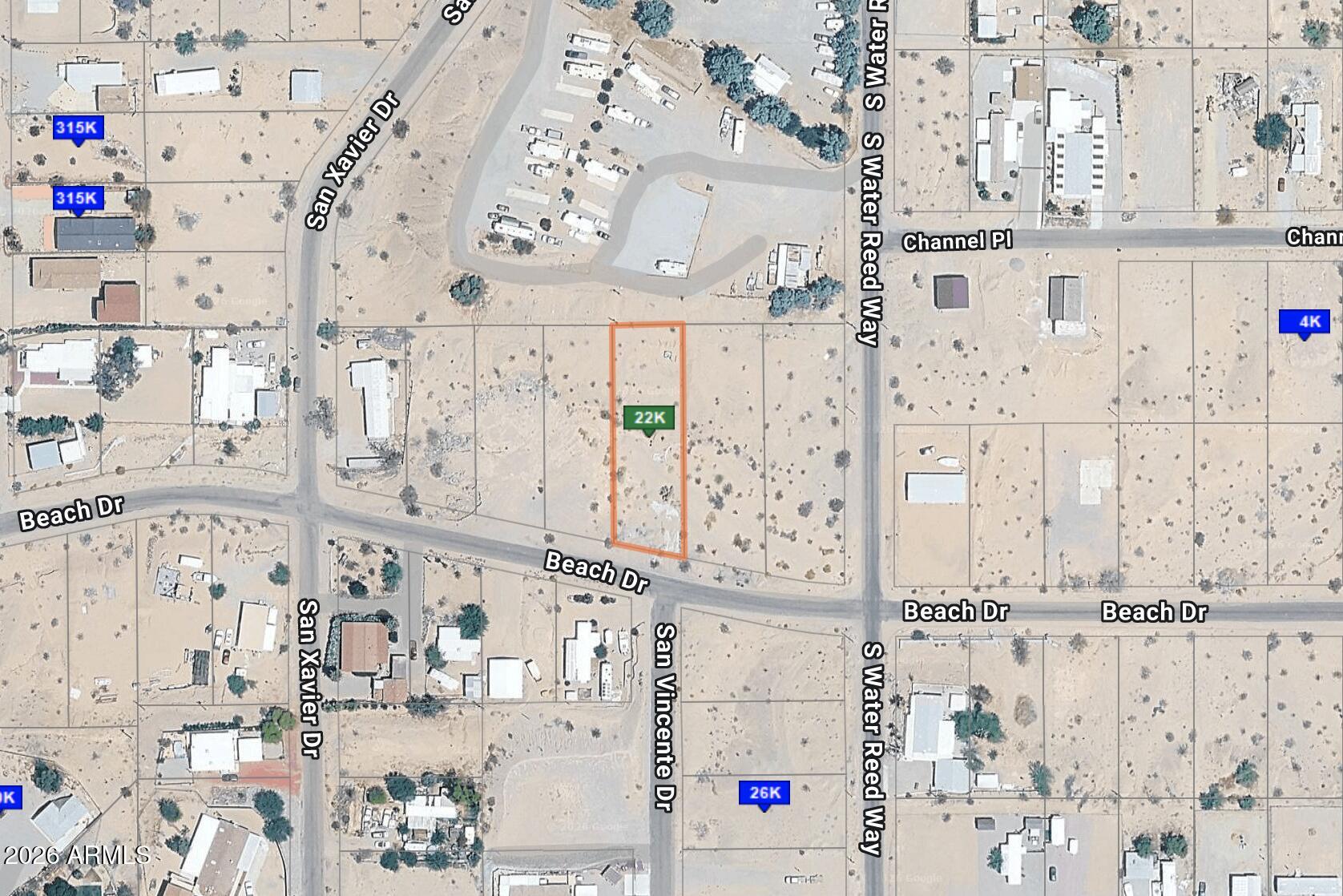 R-1 zoned residential lot located at 4737 E Beach Dr in Topock. 15,681.6 sq ft (0.36 acres) offering a quiet desert setting near Colorado River recreation areas. Ideal for a custom home, vacation property, or long-term investment. Buyer to verify zoning, utilities, access, and building requirements with Mohave County.
