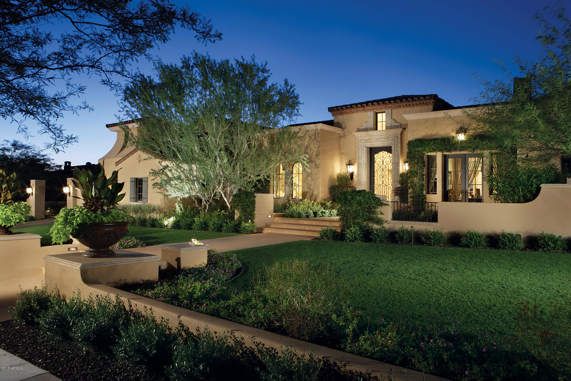 Nestled in a beautiful park setting in the coveted Silverleaf community is a stunning Salcito custom built home boasting a premier location on the double 8th/9th and 10th fairways of the Silverleaf golf course.  This single level, bright and light filled home has 5150 sf, 4 bed. 4.5 bath plus an office, magnificent detail in every room, top of the line custom gourmet kitchen with Viking appliances, Subzero separate freezer drawers, temperature controlled wine room, huge craft/laundry room, whole house audio visual system.  This rare golf course setting has spectacular forever golf and mountain views, incredible privacy, large grass yard, pool and spa and is the perfect entertainers’ home. This is what your client has been looking and is rarely available in Silverleaf. Call now for your private tour today!