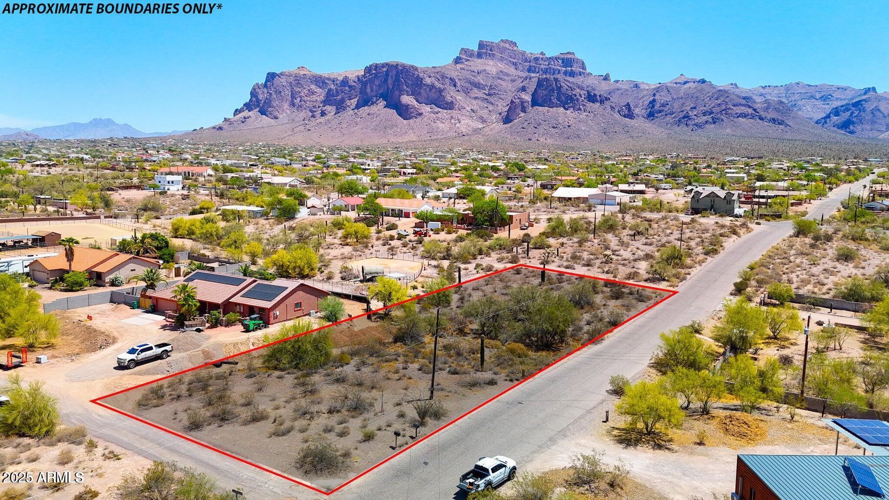 Build your dream home on this prime corner lot in scenic Apache Junction! Enjoy breathtaking views of the iconic Superstition Mountains, surrounded by towering saguaros and pristine desert vegetation. This square/rectangular lot offers easy access with utility easements in place—perfect for your custom home in the heart of Arizona's natural beauty. Owner will carry