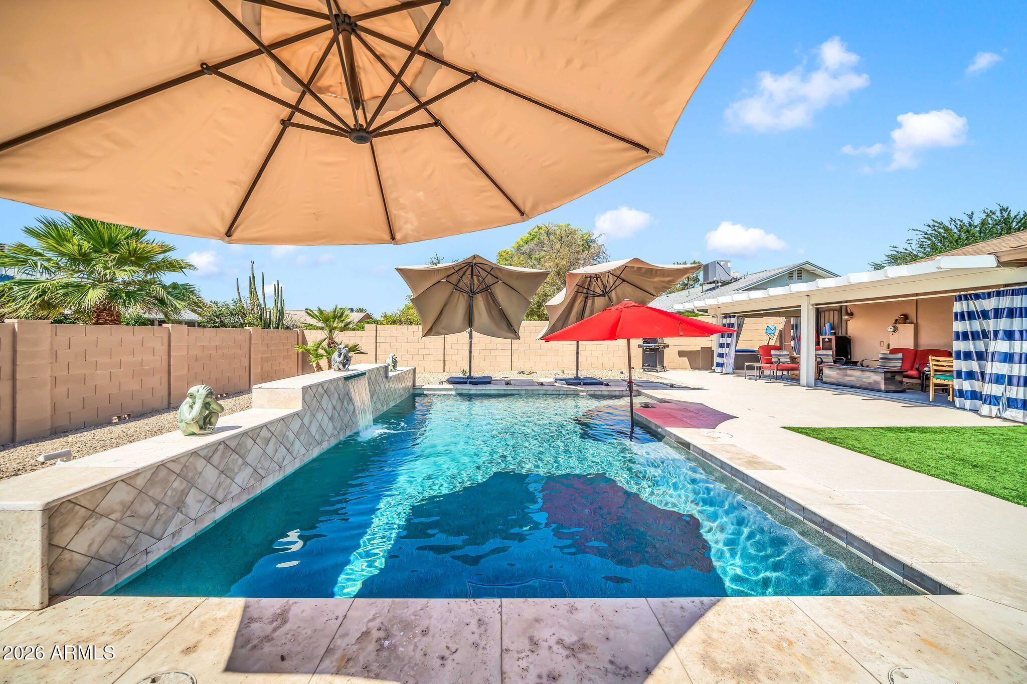UPDATED SUN CITY WEST HOME with a 2021 SALTWATER POOL that is HEATED & COOLED for year-round enjoyment! Features NEW ROOF (2025), NEW EXTERIOR PAINT 2/9/2026, LANDSCAPING 2021 with Arizona Rainfall, TILE & LAMINATE FLOORING, and VAULTED CEILINGS. Kitchen offers STAINLESS STEEL APPLIANCES, a pantry, and an extended laundry room. Spacious BONUS ROOM for hobbies or office. Primary suite includes BAY WINDOW, TRIPLE CLOSETS & DOUBLE SINKS. Covered outdoor living, mature landscaping, and major updates already completed for move-in-ready Arizona living!  .