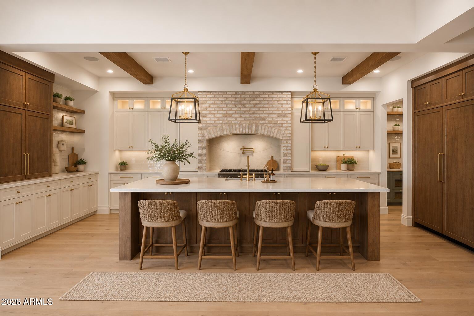 Welcome to this stunning single-level new construction home, ideally located in the prime heart of Arcadia, one of the most sought-after neighborhoods in all of Arizona. This 4-bedroom, 3.5-bathroom masterpiece blends timeless farmhouse charm with luxurious modern finishes--crafted with care for the discerning buyer. Step inside to soaring ceilings, wide-plank hardwood floors, and an open-concept layout designed for effortless living and entertaining. The gourmet kitchen boasts high-end appliances, custom cabinetry, an oversized island, and a walk-in pantry--perfectly positioned to overlook the spacious great room with a cozy fireplace and seamless indoor-outdoor flow. Retreat to the elegant primary suite featuring a spa-inspired bathroom, oversized walk-in closet, and private