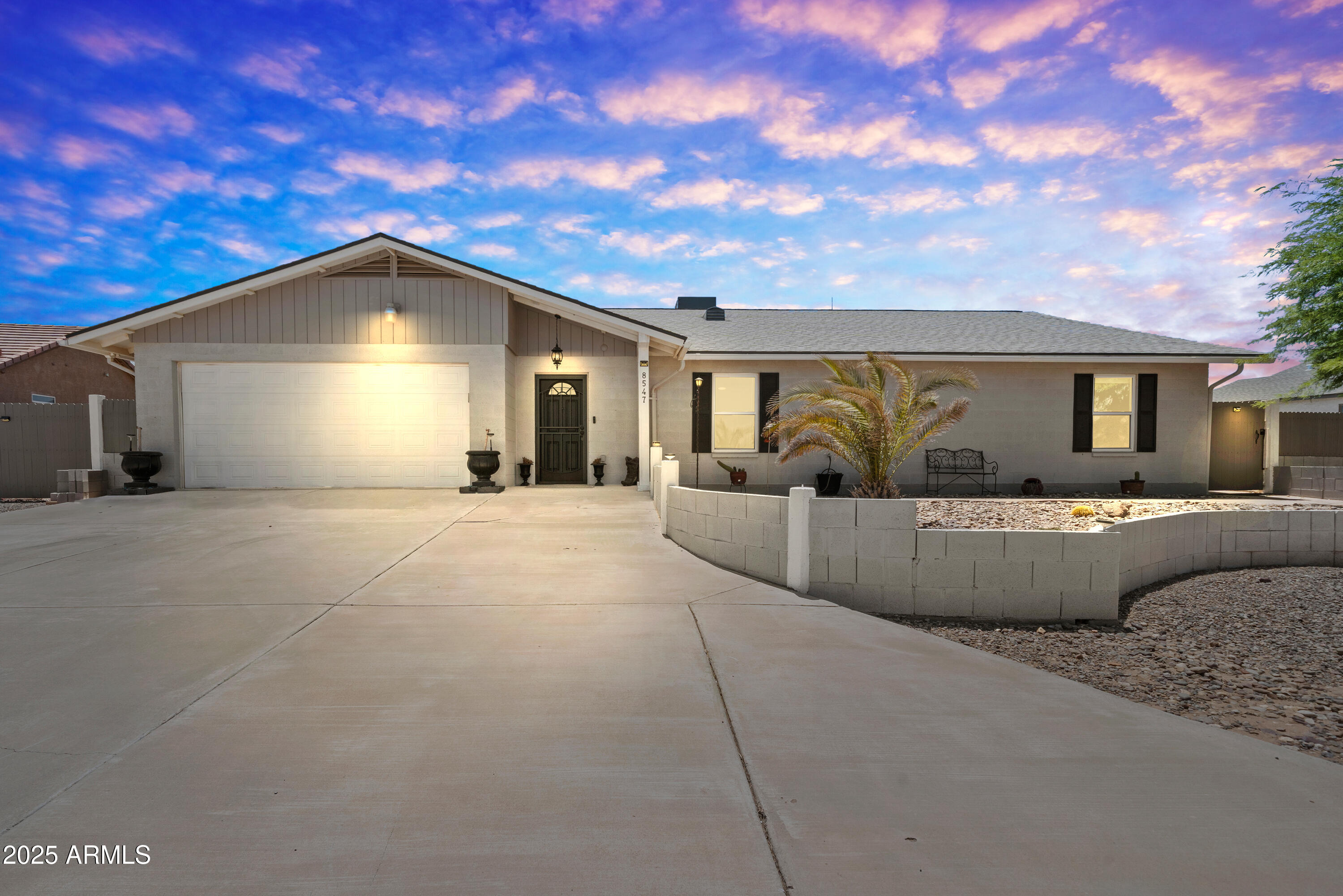Exceptional fully remodeled 4-bedroom home situated on a rare double lot with NO HOA. This move-in-ready property offers the perfect blend of style, space, and functionality.

The custom-designed kitchen features granite countertops, subway tile backsplash, oversized island, abundant cabinetry, and LED lighting throughout. Modern concrete flooring flows seamlessly across the home, creating a clean and cohesive look.

The spacious floor plan includes four bedrooms, a large bonus room, and an Arizona room, ideal for entertaining, game nights, or quiet evenings at home.

Major upgrades provide lasting peace of mind, including a new HVAC system (2019), new roof (2021), new water heater (2023), and a HYDRO QUAD whole-house water filtration system. A solar-leased system installed in October 2018 helps enhance energy efficiency year-round.

The expansive double lot offers exceptional outdoor flexibility with RV and boat parking, two RV gates, and ample space for trailers, toys, or additional vehicles.

Conveniently located less than 10 minutes to I-10 and approximately 15 minutes to the Promenade at Casa Grande, offering easy access to shopping, dining, and entertainment.