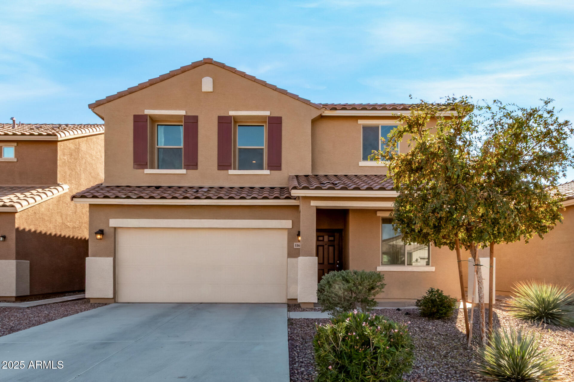 *Fully paid off Solar **What a beautiful almost new two-story home with a 3-car garage in Grand Village! Appealing interior boasts a blend of tile & carpet flooring, fresh neutral paint, ceiling fans, bountiful natural light, and a den/office. Discover an impressive open floor plan that maximizes space & provides an excellent flow for entertaining. Renewed kitchen offers abundant cabinetry topped with crown moulding, a pantry, built-in appliances, a center island with a breakfast bar, and recessed lighting that illuminates every corner. Upstairs, you'll find a flexible loft ideal for a TV area. The serene main bedroom offers a peaceful retreat with a private bathroom and a walk-in closet. Enjoy the spacious backyard, complete with a covered patio,