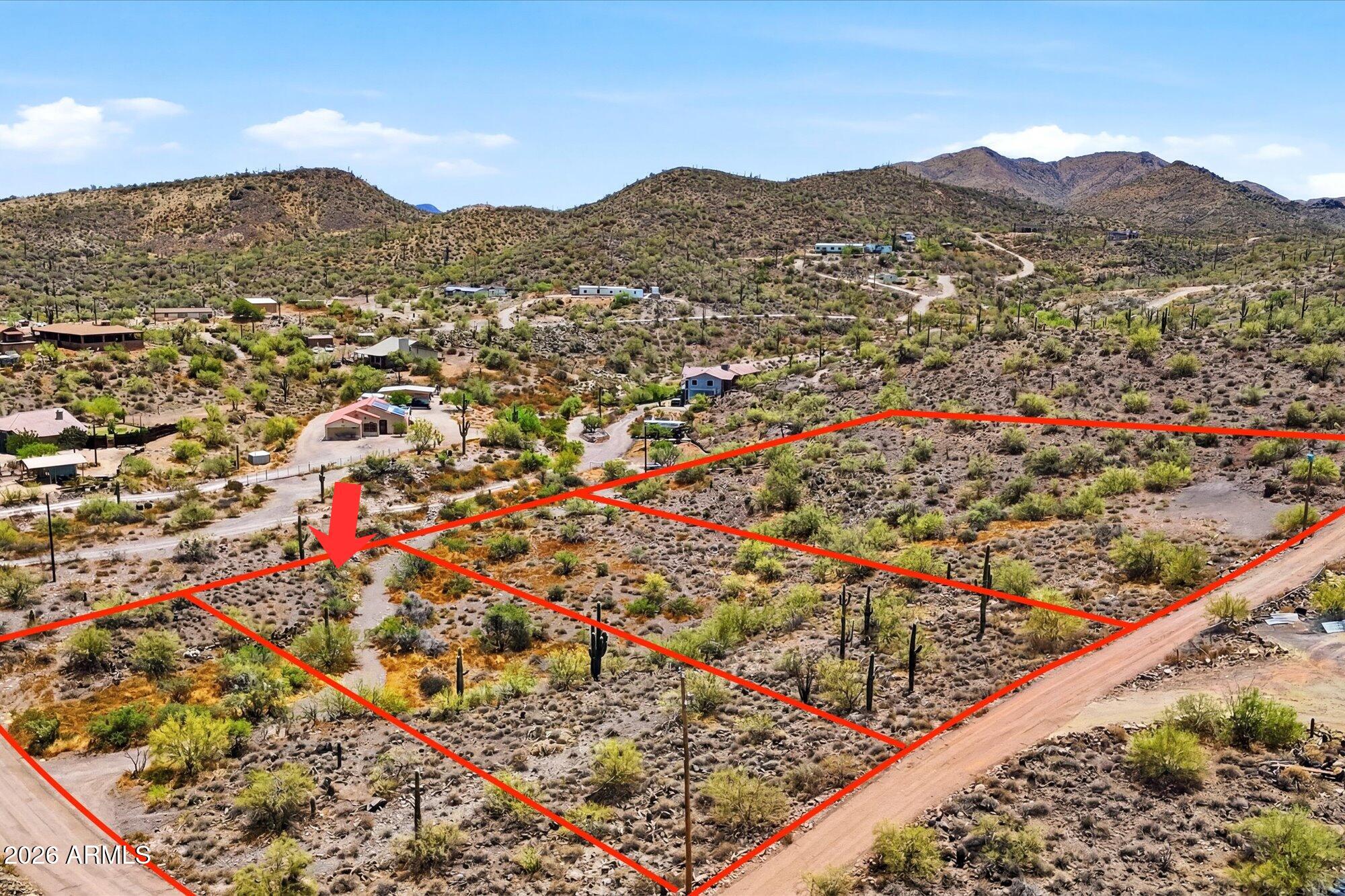 Create your own paradise In New River! Proposed parcel from a larger acreage offering power nearby and a prime location just off the pavement. Enjoy stunning mountain views, breathtaking sunsets, and convenient access to I-17 and the greater Phoenix metro area. No HOA and endless possibilities all at your fingertips. Buyer to verify zoning/use, utilities, access, lot dimensions, and all other pertinent information. Lot split to be completed prior to close of escrow. Do not use address to locate; use GPS coordinates 33.913739, -112.121212.
Proposed parcel from a larger acreage offering. Final lot dimensions and APN to be assigned upon completion of the lot split.