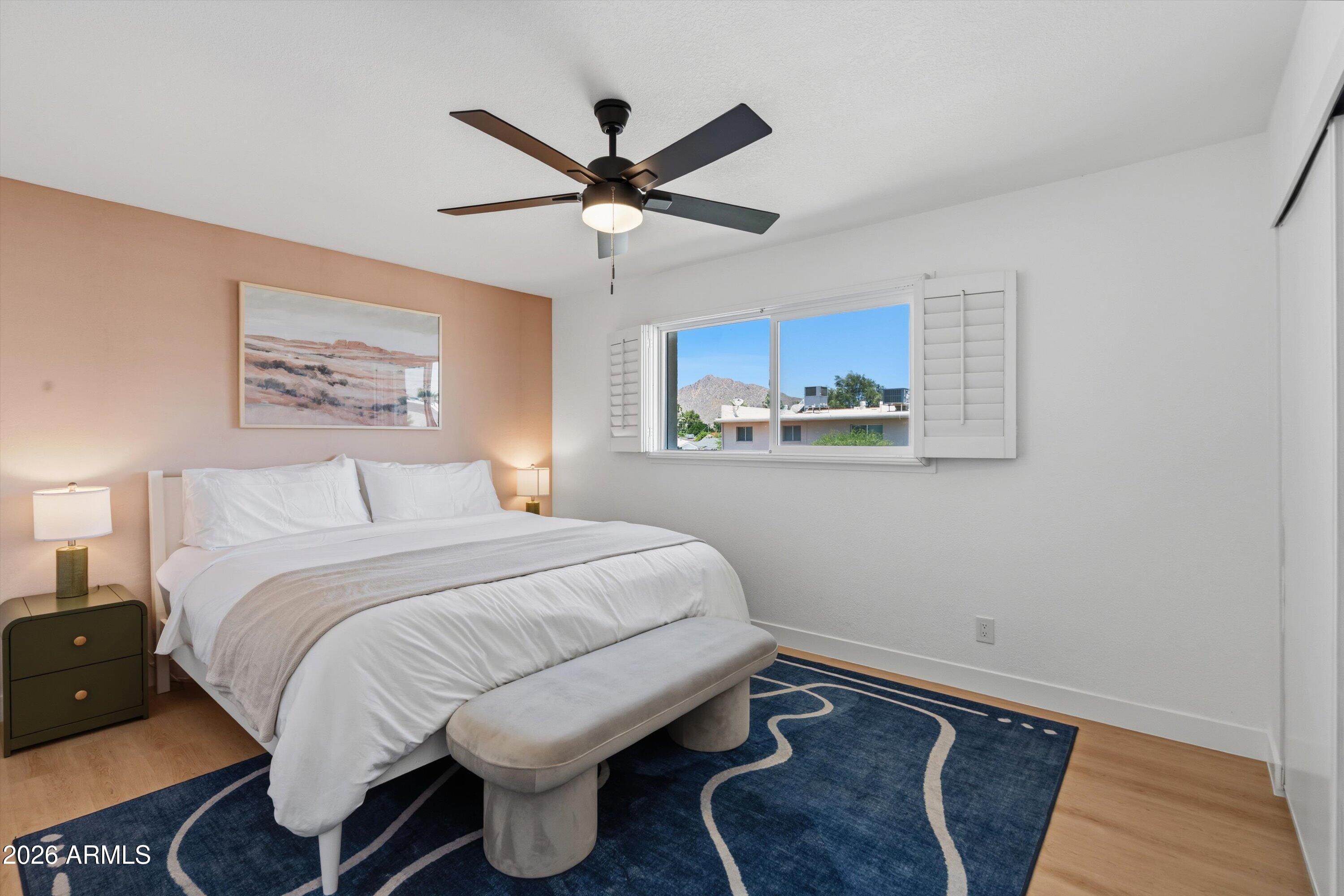 MOVE-IN READY. Fully updated  2-story townhome in the desirable Casa Granada community near Old Town Scottsdale. This stylish residence features modern finishes throughout, including an updated kitchen, 1 full bath, and 1 half bath. The spacious floor plan, private patio, and covered parking add everyday functionality. The Airbnb-friendly HOA offers resort-style community amenities including a pool, playground, and beautifully maintained green spaces. Tree-lined streets provide a charming, low-density neighborhood feel while keeping you close to Scottsdale Fashion Square, Camelback Mountain, The Phoenician, dining, shopping, and entertainment. Owner/Agent.
