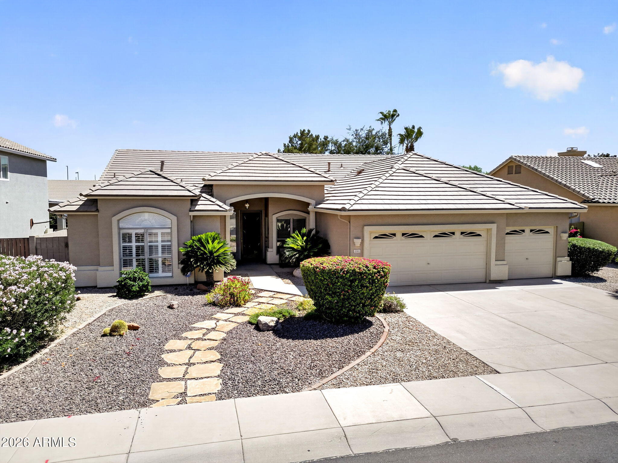 Welcome to this spacious 4-bed, 3-bath (plus office) home in one of Gilbert's most desirable neighborhoods. Offering multiple living and gathering spaces, this well-maintained home provides exceptional flexibility for entertaining, working from home, or everyday living. The kitchen features new appliances & opens to comfortable living areas filled w/ natural light. Beautiful, expansive Arizona room adds valuable year-round living space & is perfect for relaxing, hobbies, or hosting guests. The roof was replaced in 2025! Updates throughout create a move-in-ready feel. The 3-car garage offers ample space for vehicles, storage, garage refrigerator, cabinets and toys. Conveniently located near parks, shopping, dining, schools, and major commuter routes.