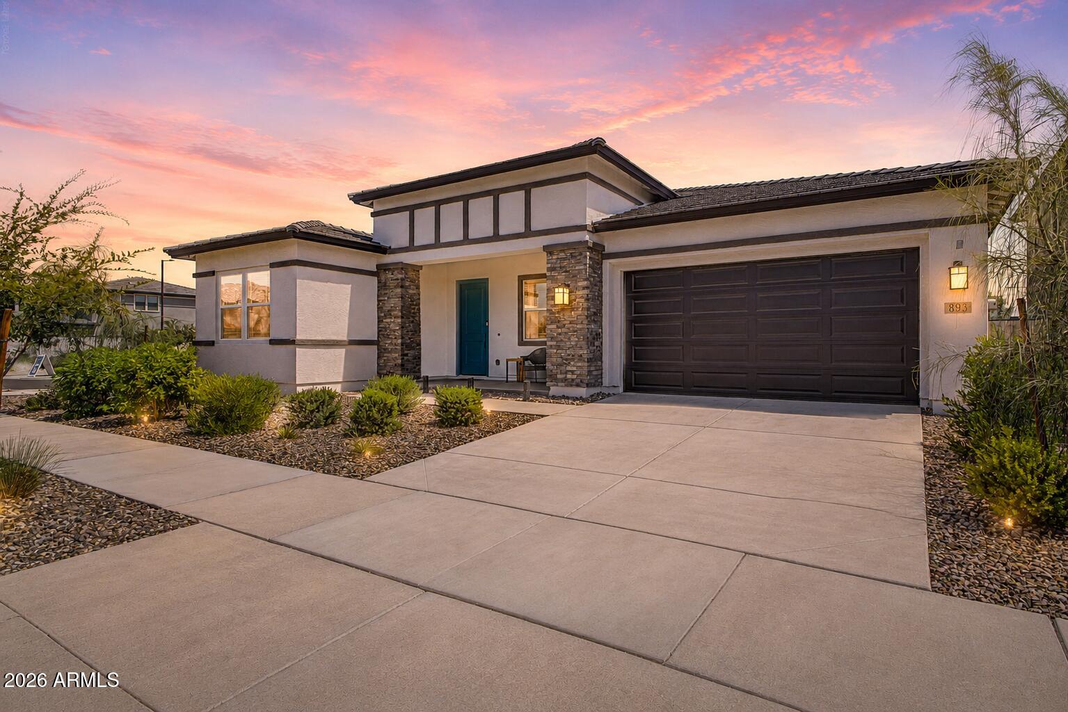 An exceptional opportunity to own this newely constructed, 2025 Woodside Homes, Sandpiper in North Creek. Offering 2,744 sq ft, 4 bedrooms, 3.5 bathrooms, a private Next Gen/Multi-Gen casita, and a 4-car tandem garage, this residence showcases sophisticated designer finishes, soaring 10ft ceilings, extra storage, abundant natural light, and quality craftsmanship throughout. Perfectly positioned on a premium north/south-facing corner lot with a walking trail behind for added privacy. Built with high-efficiency appliances and still under Woodside's structural warranty. Ideally located on the border of Queen Creek & San Tan Valley, just 2 miles from SR-24, Fry's, and J.O. Combs schools. Completely turn-key with quick move-in available, luxury living without the wait for new construction