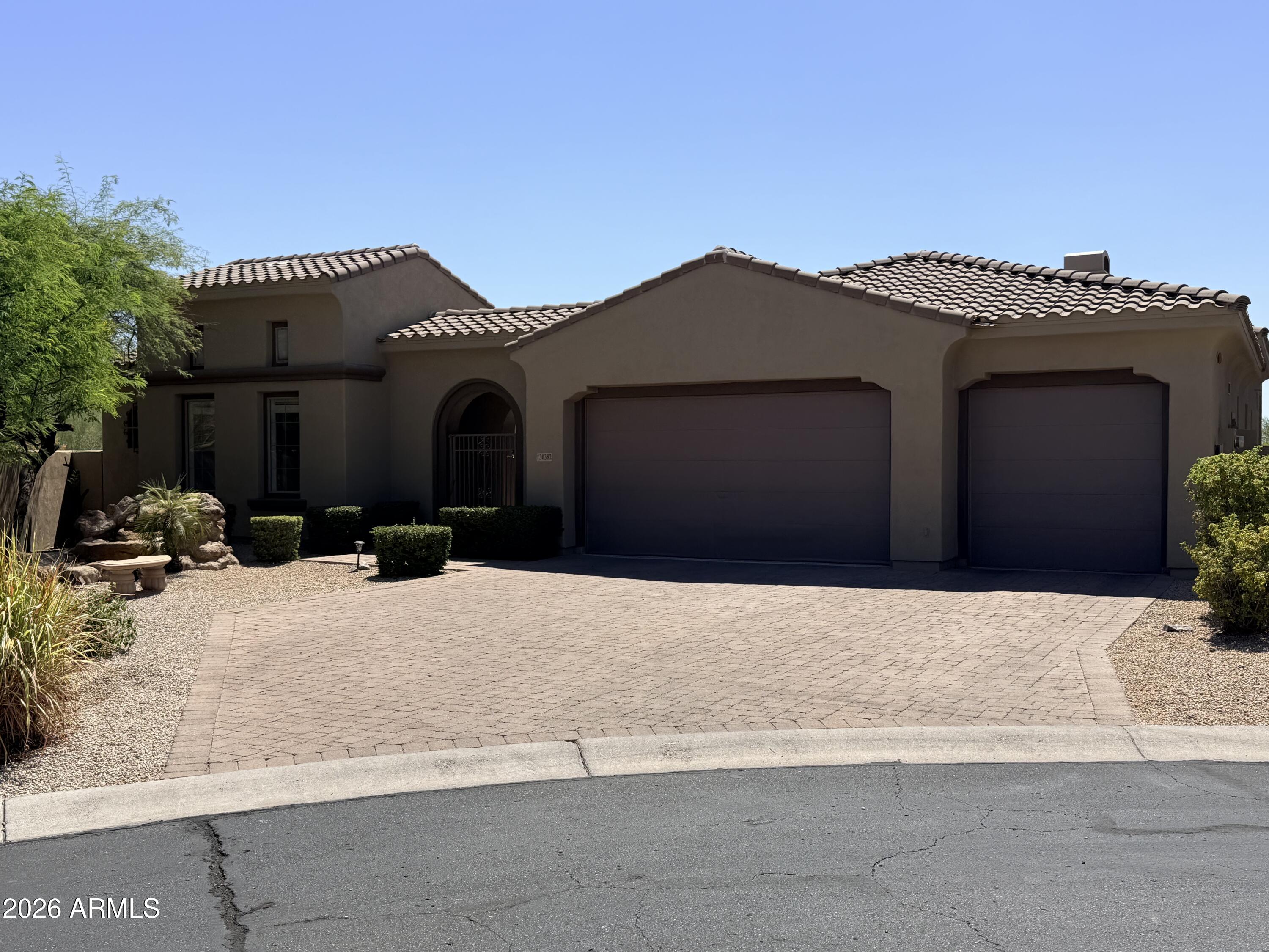 Luxury living in a GATED community on a PRIVATE CUL-DE-SAC LARGE lot w/ NO NEIGHBORS behind. This 3,360 sq ft property includes a 2,898 sq ft main home plus detached 1 bed/1 bath casita - ideal for guests, office, studio or workout space. The split floor plan features 4 beds/3 baths, new flooring - NO CARPET, granite countertops, refaced cabinets, dual ovens, island, breakfast bar, abundant cabinetry & under-cabinet lighting. The SPACIOUS Primary suite offers HIS/HERS WALK-IN CLOSETS. Enjoy a RESORT STYLE BACKYARD w/ pool, water feature, Baja step, removable fence, built-in BBQ, outdoor fireplace, grass area & cobblestone pavers. 3-car garage has cabinets & overhead storage. The front courtyard has pavers & a gazebo to connect the detached casita & main entry. 5 min to Shopping/Restaurants