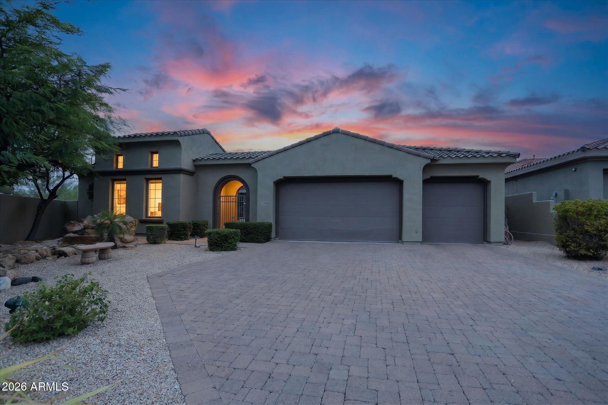 Luxury living in a GATED community on a PRIVATE CUL-DE-SAC LARGE lot w/ NO NEIGHBORS behind. This 3,360 sq ft property includes a 2,898 sq ft main home plus detached 1 bed/1 bath casita - ideal for guests, office, studio or workout space. The split floor plan features 4 beds/3 baths, new flooring - NO CARPET, granite countertops, refaced cabinets, dual ovens, island, breakfast bar, abundant cabinetry & under-cabinet lighting. The SPACIOUS Primary suite offers HIS/HERS WALK-IN CLOSETS. Enjoy a RESORT STYLE BACKYARD w/ pool, water feature, Baja step, removable fence, built-in BBQ, outdoor fireplace, grass area & cobblestone pavers. 3-car garage has cabinets & overhead storage. The front courtyard has pavers & a gazebo to connect the detached casita & main entry. 5 min to Shopping/Restaurants