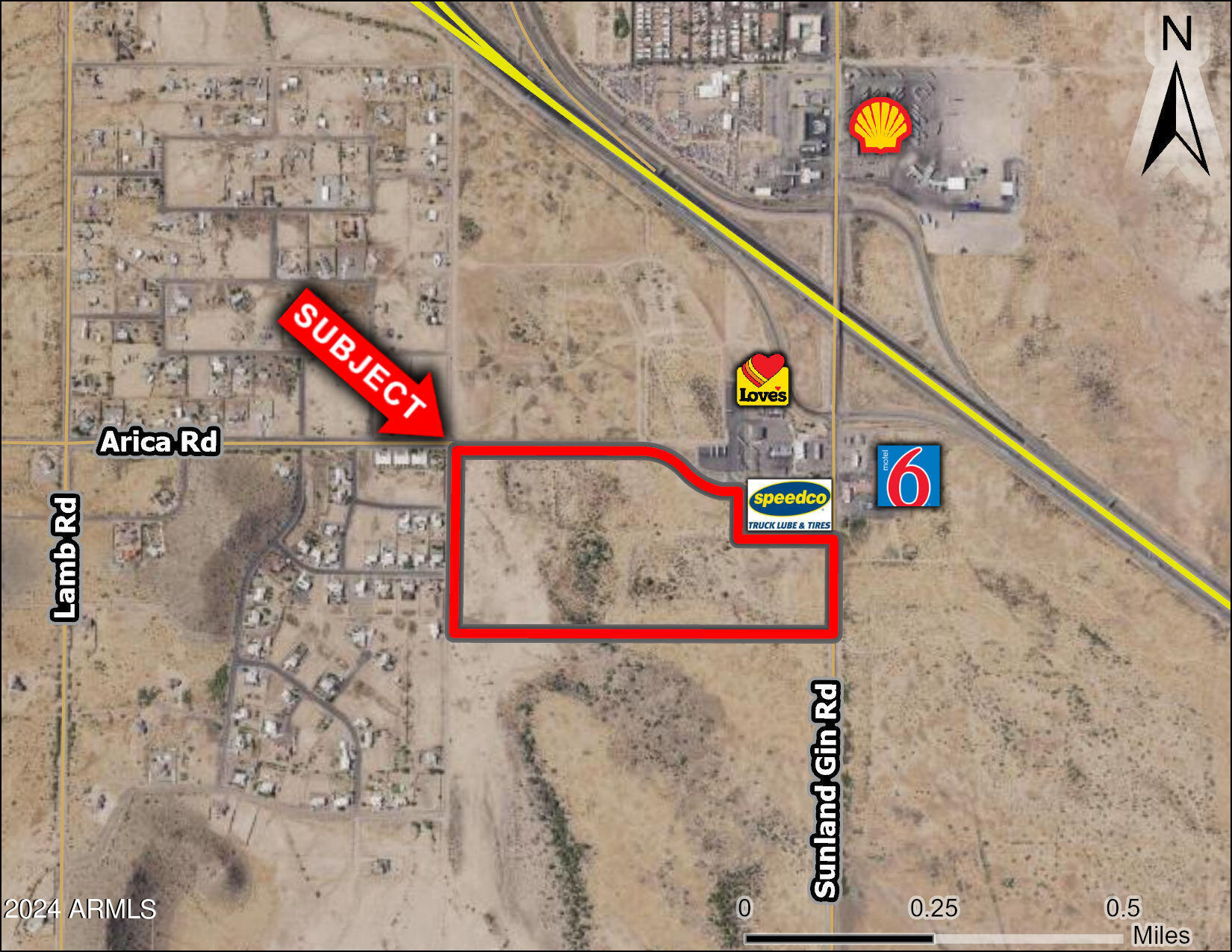 Property is located just south of I-10 along Sunland Gin Road.  Property lies with the Opportunity Zone and is ready for development.  Water is to the property line and Sewer is located just north of the property (see attached map).