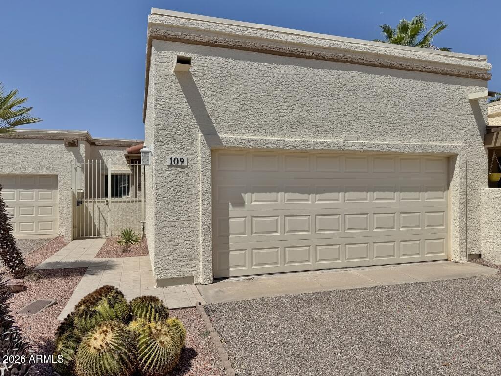 I'M READY FOR MY NEW OWNER!! If you're in the market for a winter home or the perfect place to retire, this property has it all. Located in a 55-plus community on a golf course with a community pool, spa, and center, and only steps from the restaurant, you have the best of all worlds. The private gated front patio offers extra outdoor enjoyment. Add to that a single-story condo with its own private 2 car garage. The open floorplan provides beautiful views from the living room overlooking the pond on the golf course. All appliances are included, with the washer/dryer area inside. This unique property added an office off the 2nd bedroom instead of using the garage storage area. Enjoy the full-length covered back patio and a private 2 car garage with lots of cabinetry and storage galore.