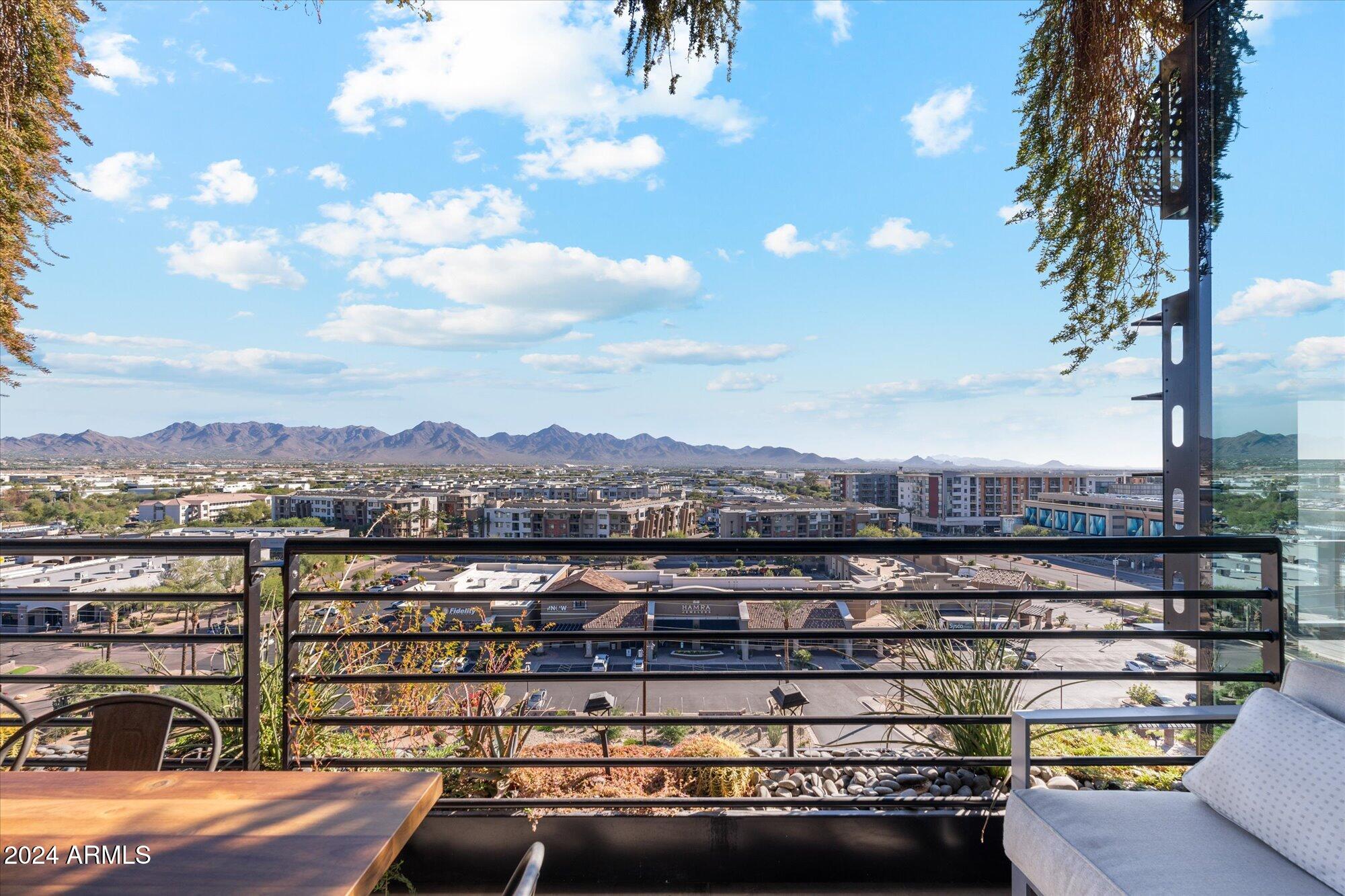 Wow views! You have been waiting for this  3 bedrooms 3 bath Penthouse home on the NE corner! 10 foot ceilings, 2018 square feet of view! Expansive glass throughout the home. Views of the McDowell mountains for beautiful Arizona sunrises. The largest outdoor patio space in the building stretches the length of the open family and kitchen areas. Relax outside with your own gas BBQ, large seating areas and city lights view. Inside is a true split of two primary suites with an additional third bedroom and 3rd bath. Many upgrades throughout the home and livable open floorplan.
Optima Kierland of course is known for location, amenities throughout including roof top pool, sauna, steam, walking track and more!