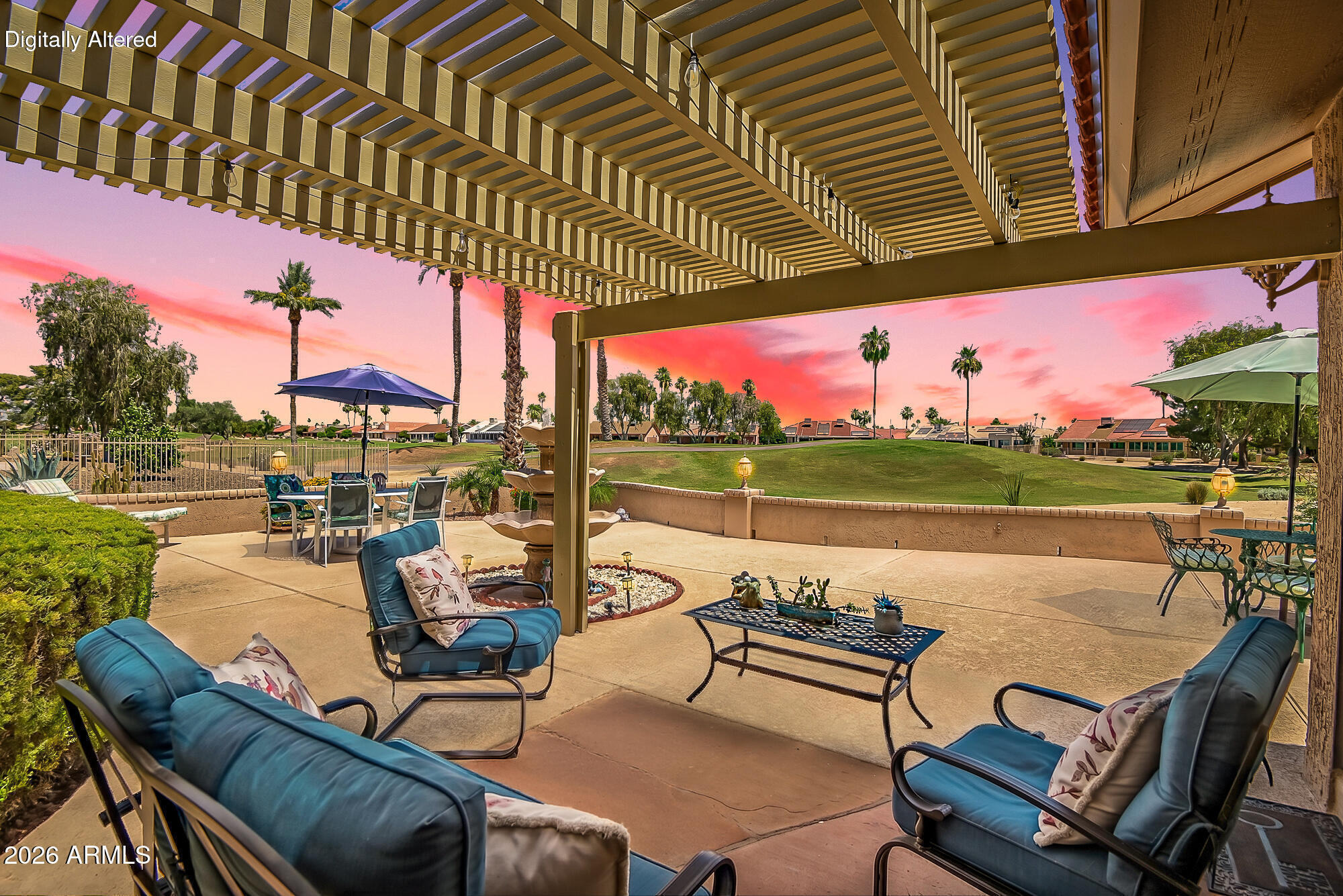 A  showstopping, one-of-a-kind residence in desirable Sun City West. Designed for effortless  living and unforgettable entertaining, this home is unlike anything else on the market.  Enjoy the secluded front courtyard oasis. Morning coffee, sunset cocktails, and intimate gatherings all feel special here.  Inside  is a dream layout. Distinct living and game spaces (the pool table stays), and a modern kitchen with double ovens, abundant cabinetry and massive pantry you rarely find in this community. Wake up to golf-course views from 2 of the bedrooms.  And a closet to swoon over. An expansive, beautifully organized closet that would make Carrie Bradshaw smile.  Third bedroom is a private guest casita with kitchenette and full bath, perfect for guests, hobbies, or multigeneration living. With dozens of Sun City West clubs just waiting for you, the spacious patio is perfect for club get-togethers or family entertaining. Homes like this don't come along often.  See it for yourself