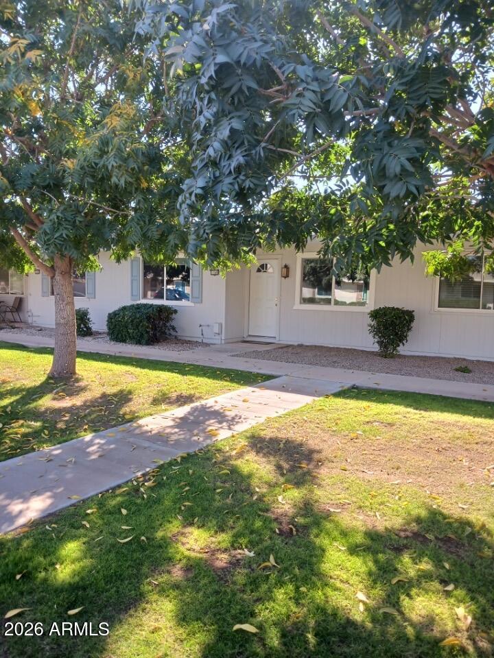 Check out this charming patio home in the sought-after Sun City! Inside, you'll find bright living areas perfect for entertaining and relaxation, with carpet and tile throughout, including a well-appointed kitchen with spacious cabinets, plenty of counter space, essential appliances, and a breakfast nook. The Arizona room is perfect for casual dining, entertaining family and friends, or a hobby area. Ideal for those seeking easy-maintenance and comfortable everyday living, this home features 1 bedroom and 1 bathroom. Enjoy your morning brew and peaceful evenings on the patio, and don't forget to visit the community's pool, clubhouse, and spa for fun times! Welcome home!