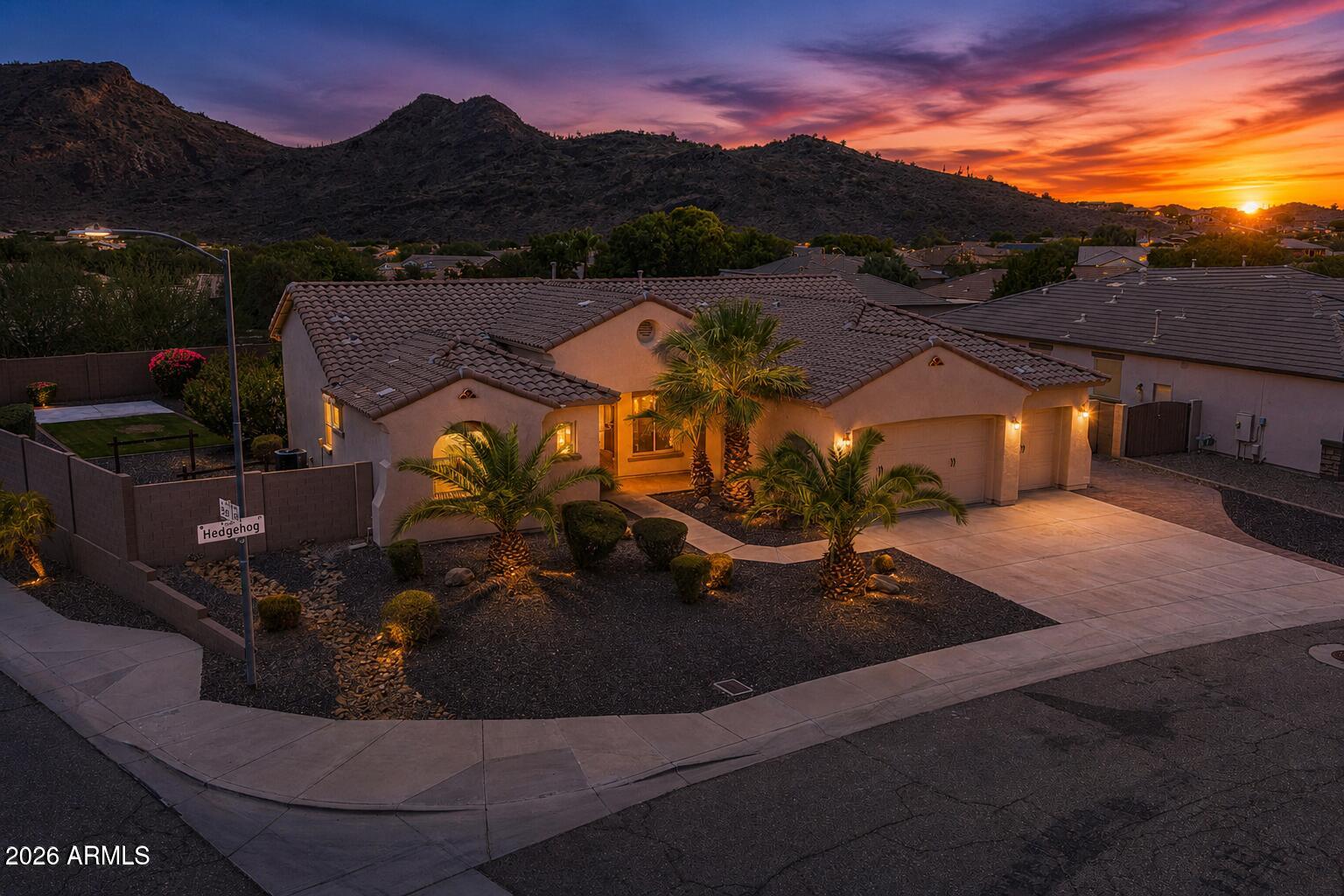 Welcome to luxury living at its finest! Perfectly positioned on a premium corner lot with breathtaking mountain views, this exceptional residence has been completely transformed with over $200,000 in high-end renovations. The open-concept design showcases a stunning chef's kitchen featuring custom cabinetry, premium stainless steel appliances, Taj Mahal countertops and full-height backsplash, an oversized island, and designer finishes throughout. Escape to the luxurious primary retreat with a spectacular spa-inspired bath, oversized wet room, soaking tub, and expansive walk-in closet. Enjoy spacious secondary bedrooms, flexible den and bonus room, new flooring, lighting, and finishes from floor to ceiling. Outside, relax in your private resort-style backyard with a sparkling pool. Generous-sized backyard boasts a covered patio, built-in BBQ, & a refreshing pool. This rare find is ready to welcome you home!