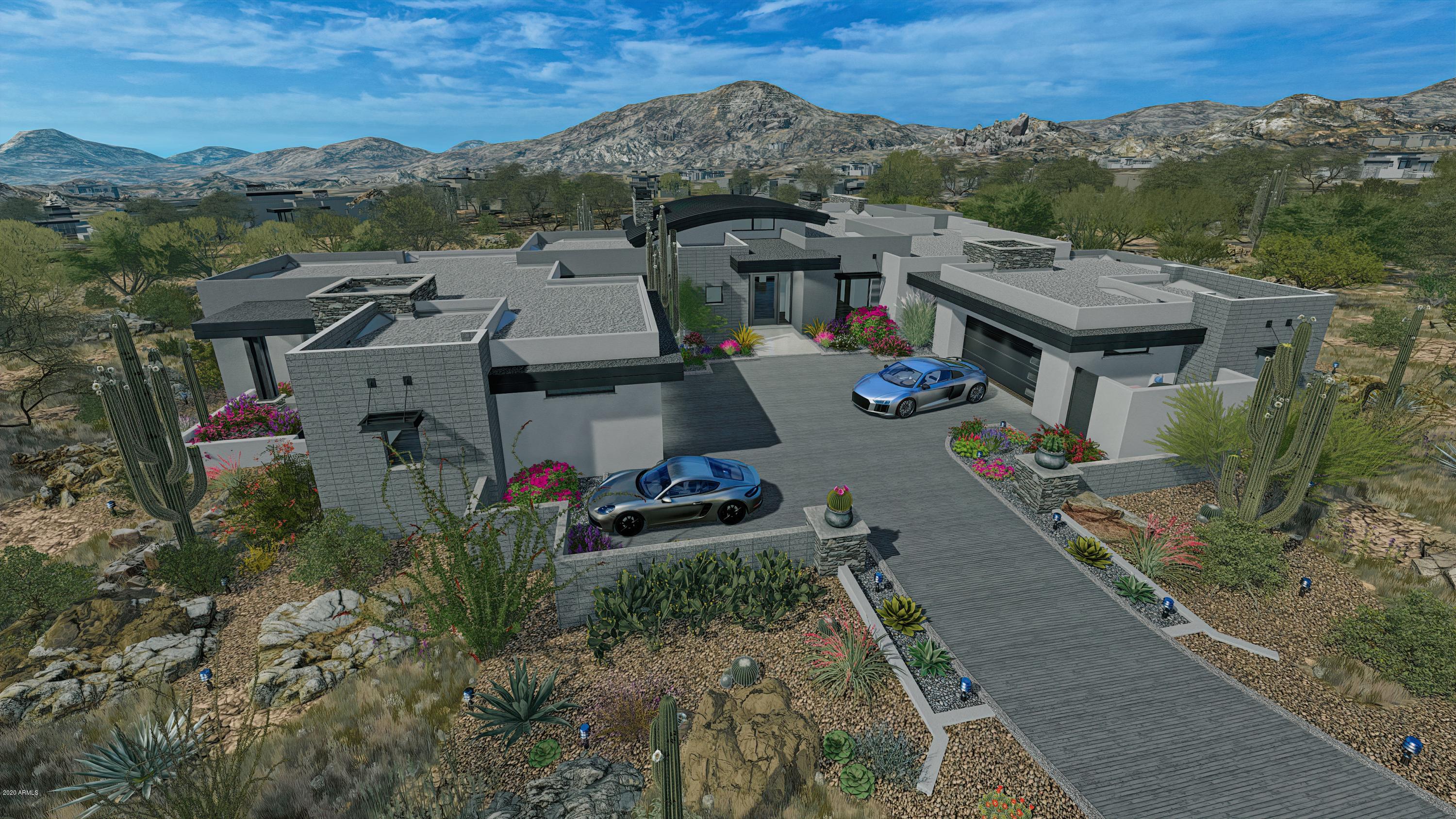 Currently in design review with HOA. This Black Stone soft-Contemporary home, in the Sunrise Village is the perfect combination of indoor/outdoor living! The Great Room floor-plan lends itself to seamless entertaining, both inside and out with spacious patios having both mountain, sunset and city lights views. The ensuite bedrooms are perfect for your guest or family visitors. Fabulous gourmet kitchen with large island, walk-in pantry, wet bar and a wine cellar in the dining room.. Expansive patio has a built in kithchen/BBQ area, sparkling pool & spa with fire pit.  Sunrise village is perfectly situated within DM.  he Village of Sunrise offers convenience to Desert Mountain's main gate for quick access to shopping, dining, as well as additional community amenities. equestrian, & the new $12M Sonoran Fitness Center!

If the home is purchased before construction starts you can influence the material and finishes!