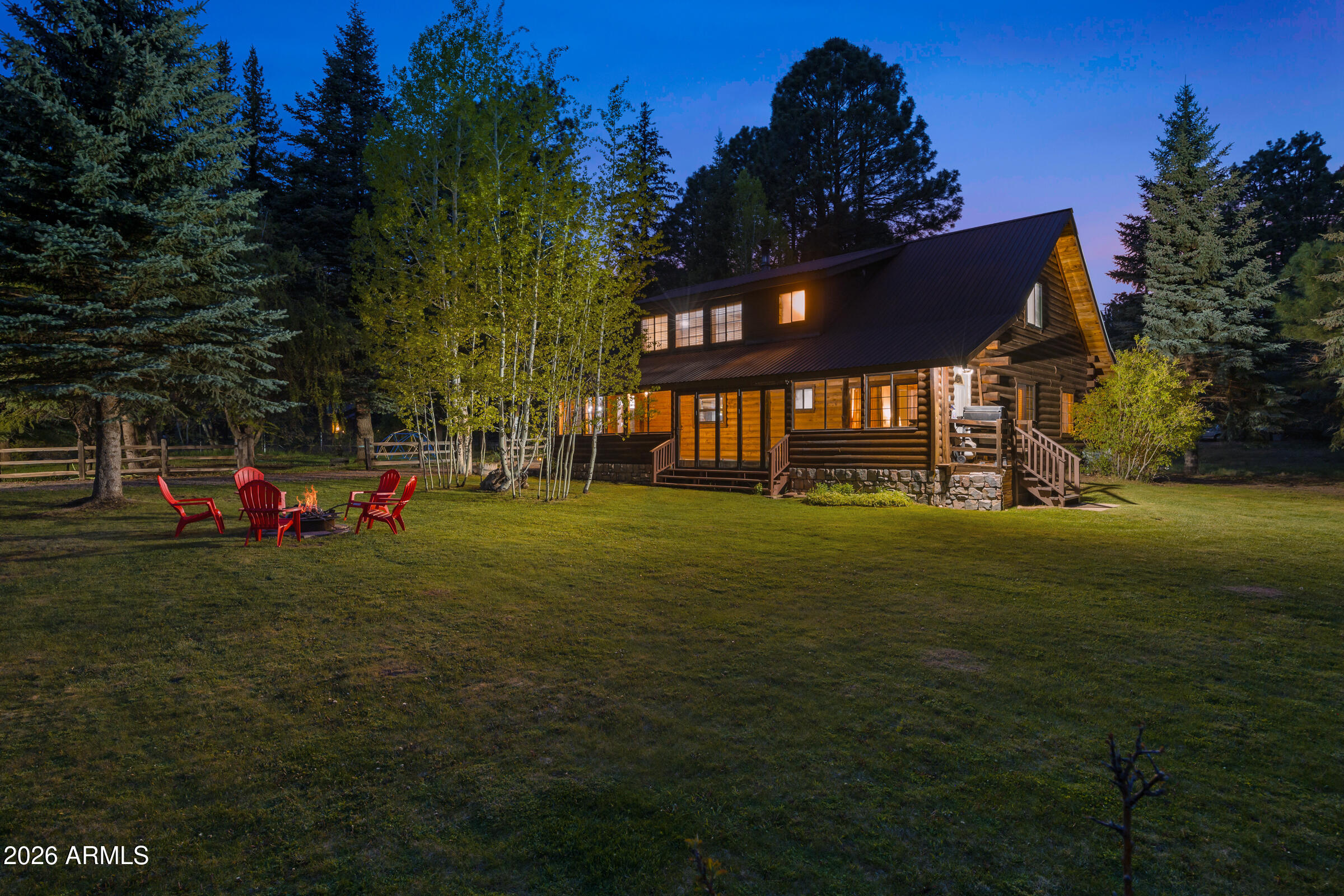 Ready for the PERFECT place!? This stunning log cabin captures the true cabin feel, surrounded by towering pines, aspens, & mature fruit trees, all set on a beautifully maintained lot with a soft grassy yard perfect for gathering with family & friends. Inside, you'll find 4 spacious bedrooms & 3 stylishly remodeled bathrooms, including a relaxing primary suite with a jacuzzi tub. A cozy living room with a fireplace invites you to unwind, while the charming LOFT creates the perfect space for movie nights & quality time with family. The enclosed porch with a panoramic folding door adds seamless indoor-outdoor living, & the attached shop provides room for hobbies and projects. Two additional hidden rooms add a unique and practical touch and adventurous space for children's entertainment... Fully remodeled from top to bottom, this home features new flooring, drywall, paint, lighting, plumbing fixtures, and a thoughtfully designed kitchen with custom cabinetry, elegant granite countertops, a new stainless steel refrigerator, and a 36-inch gourmet gas range. Enjoy year-round comfort with a new furnace, updated windows and doors, and a new electrical panel. Step outside and experience true mountain living, where deer, elk, and even wild horses are often seen right in your own yard, creating a peaceful and unforgettable connection with nature. Enjoy your private retreat complete with a treehouse, multiple storage sheds for ATVs and toys, and direct access to nearby lakes and endless trails. Seller getting plans permit for a shop / garage with potential for livable space / CASITA and balcony on top!! With year-round access and roads frequently maintained by a nearby fire station, this is the ideal getaway just about two hours from the Valley. A rare opportunity to own a true mountain escape with comfort, charm, and adventure right outside your door. Surrounded by five nearby lakes, this area is a haven for fishing, kayaking, and a variety of outdoor water activities. Whether you're casting a line at sunrise or enjoying a relaxing day on the water, it's the perfect complement to mountain living. Escape the heat and step into your dream mountain retreat in the tall pines of Forest Lakes. This dream place won't last long, go see it today!