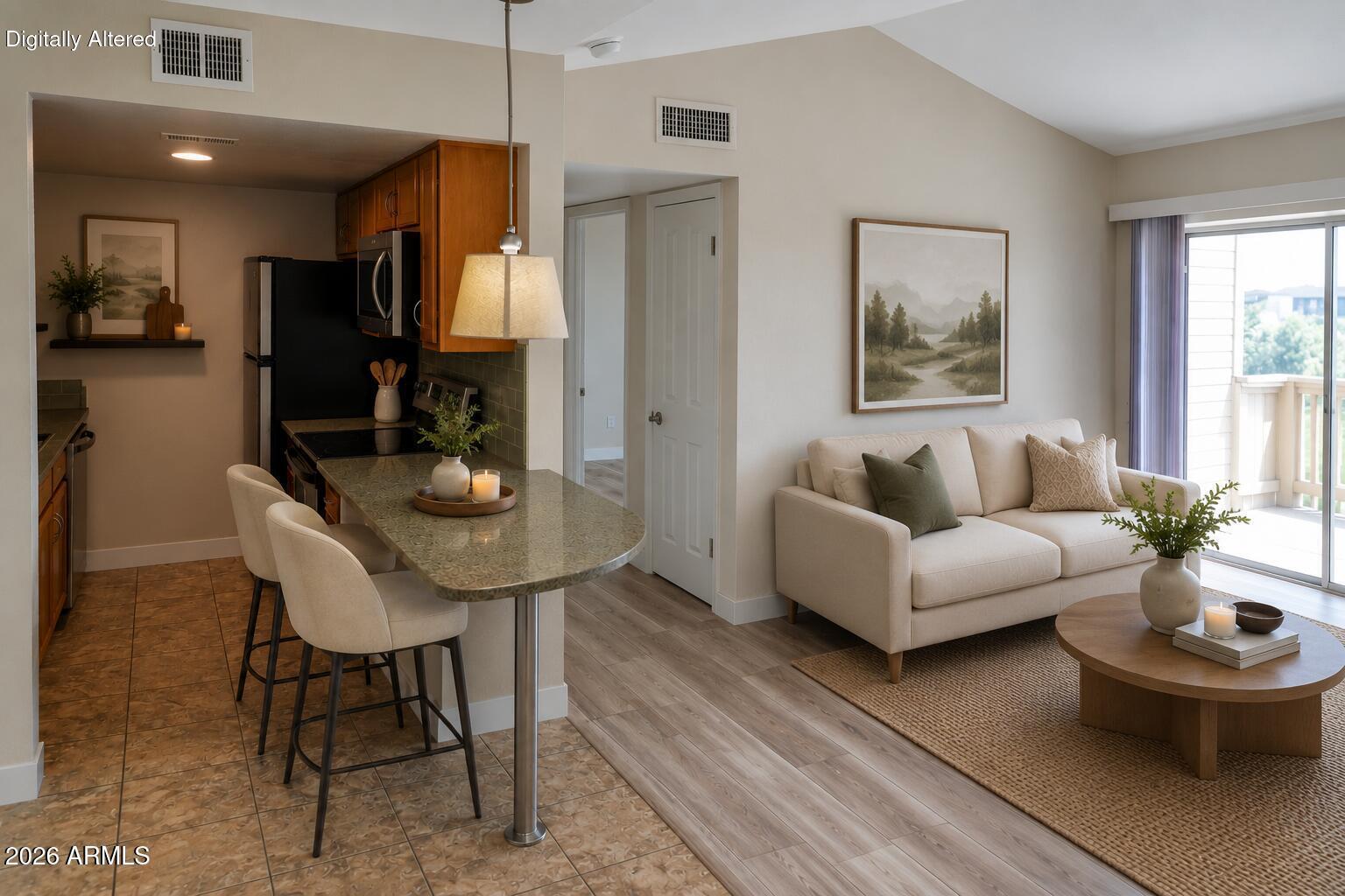 This cozy 1-bed/1 bath condo checks all the boxes -- 622 sqft of thoughtfully designed space, a private balcony, and access to a fenced in community pool. The low maintenance, lock and leave lifestyle makes homeownership simple and stress-free. Just one block east of Mill Avenue, you're steps from restaurants, shopping, quick access to ASU, the 101 and 60 freeways, and Phoenix Sky Harbor Airport.  - Come take a look!
