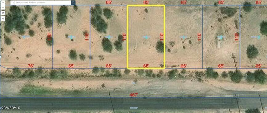 Lot is 65' X 110' (.16 acre). Water and power are available to the property and is right on the main road (W. Peters) for convenient access. Property next door is also for sale and discounts apply if both purchased. Property has easy access to the Francisco Grande Hotel and Golf Resort as well as Lucid Motors, the new copper mine, microchip support facilities and distribution warehouses.  Seller is willing to trade gold, silver, crypto currency for part or all of purchase as well as finance at 6% for 3 years with a 50% down payment. Bring offers and let's talk!  Corners of lot are staked.