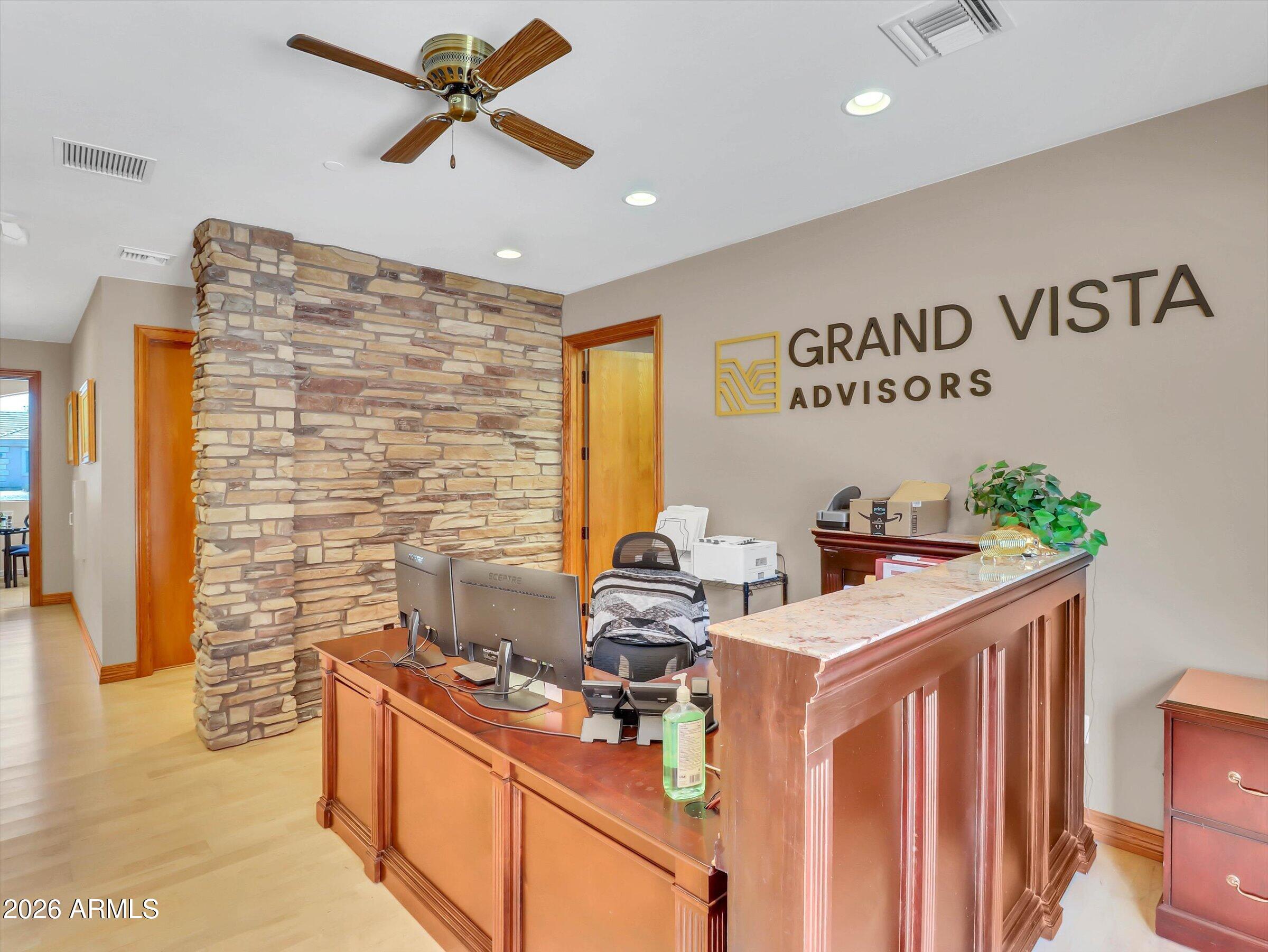 Outstanding opportunity to own a well-maintained commercial office building in a highly visible location with frontage on busy Stapley Drive and quick access to the U.S. 60 Freeway.
The building features 8 private offices, 2 conference rooms--including a striking floor-to-ceiling glass-enclosed conference room--a fully equipped kitchen/break room, and a flexible floor plan designed to accommodate a variety of professional office users. The property also includes 12 covered parking spaces, providing ample convenience for employees and visitors.
The property includes an existing tenant with a lease in place, offering immediate rental income while still providing flexibility for future occupancy.