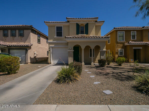 This lovely home in the popular  Avalon Village, has beautiful flooring throughout home, custom paint, nice kitchen, 3 bedrooms, 2 bathrooms, and laundry room upstairs, 1/2 bathroom downstairs.  Gravel backyard.  Modern style and home is close the community pool.  Classic outside curb appeal with pillars and a small porch.  Direct entrance from garage to living room area.  Spacious bedrooms, updated lighting and ceiling fans, no carpet, custom features, updated.  Pictures coming soon!
