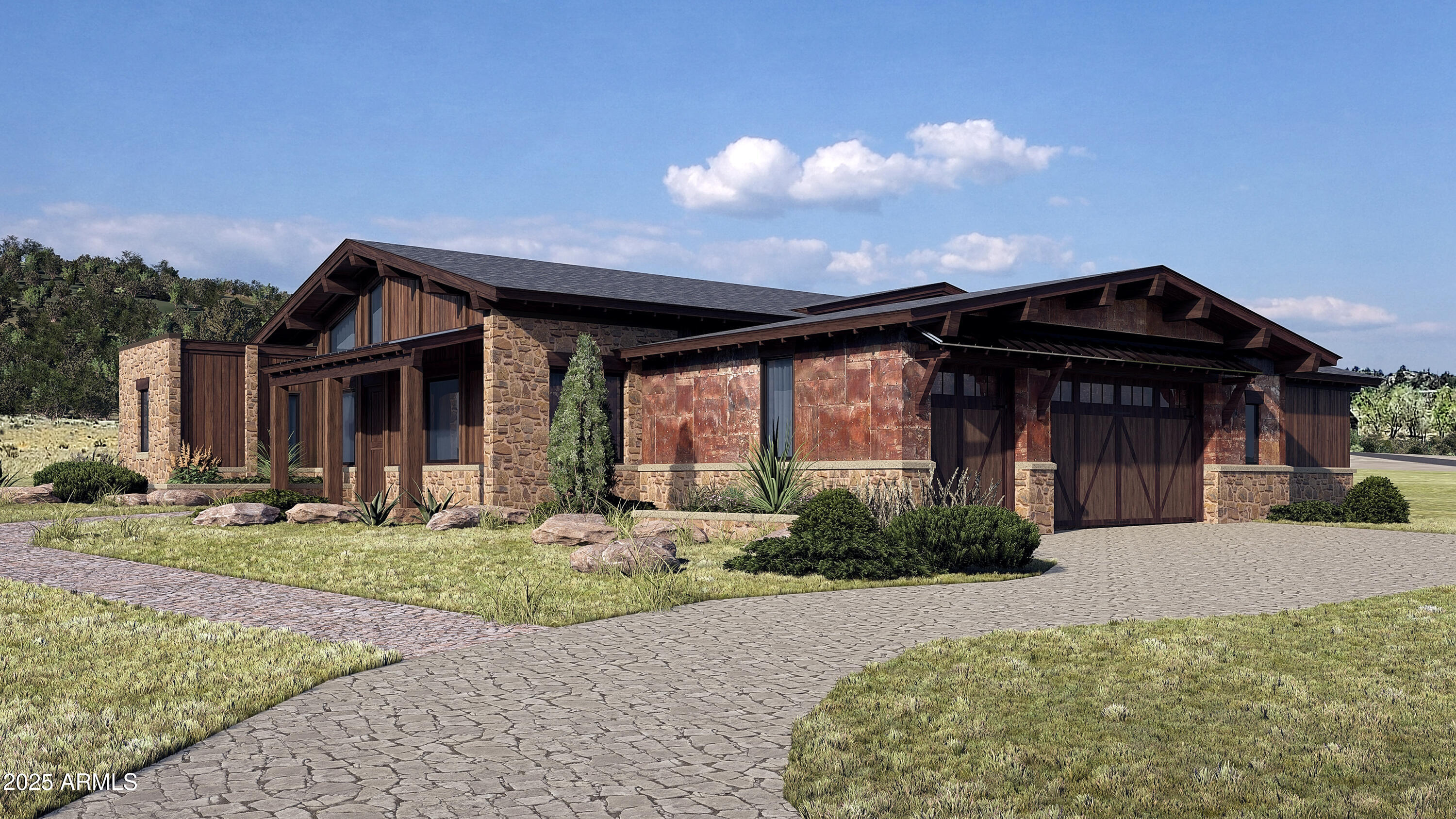 Experience the rare opportunity to build a brand-new custom home on a stunning 5-acre lot with unobstructed views of the San Francisco Peaks, just minutes from downtown Flagstaff. Situated in an exclusive gated community, this modern yet warmly designed residence blends sophisticated luxury with the tranquility of mountain living.

This generous 3,554 SF floor plan features 4 bedrooms, 4.5 bathrooms, a dedicated office, and a spacious media room, with the flexibility to convert the media space into an optional game room for entertainment or family fun. The home also includes a butler's pantry, perfect for prep, storage, and seamless entertaining. Additionally, the design includes a separate 2/1 casita, ideal for guests, multigenerational living, or a private studio retreat as well as an RV garage or Barn. Any combo of outbuildings available, including doing an RV garage and barn- no casita. We'll cater to your specific needs!

Ask about turning your casita into a wellness center!

The open-concept great room showcases vaulted ceilings, a dramatic, large fireplace, and oversized windows capturing panoramic views of the San Francisco Peaks. The chef's kitchen features custom cabinetry, quartz countertops, and premium finishes, all ready to be tailored to your personal style and preferences.

Located within one of Flagstaff's last remaining buildable communities, this homesite offers peace, privacy, and convenience just minutes from downtown yet enveloped in serene mountain surroundings. With room for a casita, optional game room conversion, and complete customization, this is a rare opportunity to create a truly bespoke mountain modern home in a premier location.

Price varies depending on lot and upgrades/additions chosen. All presales are fully customizable. Ask about our Sun Valley, Yosemite Ranch, and Modern floorplans and pick your favorite lot to build it on! Floorplans attached.