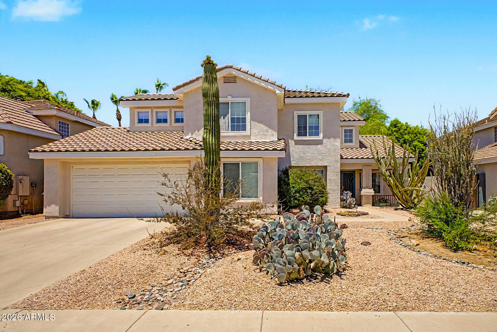 Located in Gilbert's established Cooper Ranch community, this 3-bedroom, 2.5-bath home offers 2,426 sq ft of living space plus a large bonus room as a garage option from the builder. Currently used as a hobby room, it could serve as a home office, gym, guest space, or additional living area. Features include a private pool, covered patio, balcony, separate den, and dramatic floor-to-ceiling window treatments in the front great room. Major updates include both HVAC systems and air handlers, complete pool resurfacing, extensive roof replacement with upgraded underlayment, tankless water heater, backyard renovation, exterior paint, and a new travertine pool deck in 2025. Enjoy an established, walkable neighborhood just minutes from Gilbert's Heritage District, parks, shopping, and dining. ***Expanded Listing Description: There is something special about an established neighborhood where evening walks become part of the daily routine. For the current owners of this Cooper Ranch home, that's exactly what life has looked like for years--quiet strolls through the neighborhood, short drives to Gilbert's Heritage District, and the convenience of having parks, restaurants, shopping, and community events close at hand.

Situated in one of Gilbert's most desirable and established communities, this thoughtfully maintained home combines flexible living spaces, meaningful updates, and outdoor enjoyment with a location that continues to attract buyers looking for both convenience and connection.

Inside, more than 2,400 square feet of living space provides room to spread out while maintaining a comfortable flow throughout the home. The front great room welcomes guests with dramatic floor-to-ceiling window treatments that create an impressive focal point while filtering natural light into the space. Living and gathering areas connect naturally, creating an environment equally suited for everyday routines and special occasions.

One of the home's most versatile features is the large bonus room. Originally selected as a builder option in place of a third garage bay, the space has served as a hobby room but offers flexibility for a variety of lifestyles. Whether used as a home office, fitness room, playroom, creative studio, guest retreat, learning space, or additional living area, it provides options that can evolve with future needs.

The kitchen anchors the home's main living spaces and includes an island, pantry, ample storage, and everyday functionality that supports both casual meals and larger gatherings. Nearby living and dining spaces allow conversations and activities to remain connected throughout the home.

Upstairs, the primary suite enjoys access to a private balcony, offering a quiet place to begin or end the day. The suite features dual closets and a spacious bath with a private toilet room. Additional bedrooms provide separation and privacy, while the upstairs loft offers even more flexibility for work, study, hobbies, media use, or additional living space. Combined with the downstairs den and bonus room, the floorplan offers multiple areas that can adapt to changing needs over time.

The care invested in this home is evident through a long history of thoughtful improvements. Both HVAC systems and air handlers have been replaced, the pool surface was completely resurfaced, the roof was replaced with upgraded waterproof underlayment, a tankless water heater was installed, and numerous additional updates have been completed throughout the years. Exterior painting, landscaping enhancements, appliance replacements, and ongoing maintenance reflect a consistent commitment to stewardship and pride of ownership.

Outside, the backyard becomes an extension of the home's living space. The private pool serves as the centerpiece, complemented by a variable-speed pump, mature landscaping, fruit-bearing citrus trees, and years of attentive maintenance. In 2025, the patio and pool deck were transformed with beautiful travertine pavers that elevate both the appearance and functionality of the outdoor environment. A dedicated fire pit area creates another inviting place to gather, relax, and enjoy Arizona evenings.

Location is often the one feature that can never be changed, and this home benefits from one of Gilbert's most appealing settings. Downtown Gilbert's Heritage District is only a short drive away and easily accessible by bike for active households, offering local restaurants, coffee shops, farmers markets, seasonal events, entertainment, and the vibrant atmosphere that has made downtown Gilbert a destination throughout the East Valley. Nearby parks, including Freestone Park and the Riparian Preserve at Water Ranch, provide opportunities for recreation, walking, fishing, and outdoor exploration. Shopping, grocery stores, healthcare facilities, and freeway access are all conveniently located nearby. The sellers have especially appreciated being able to walk to nearby shopping and services while still enjoying the comfort of an established residential neighborhood.

For buyers seeking a home that balances flexibility, updates, outdoor living, and proximity to Gilbert's most beloved amenities, this Cooper Ranch residence presents an opportunity to enjoy an established neighborhood and a lifestyle centered around connection, convenience, and comfort.