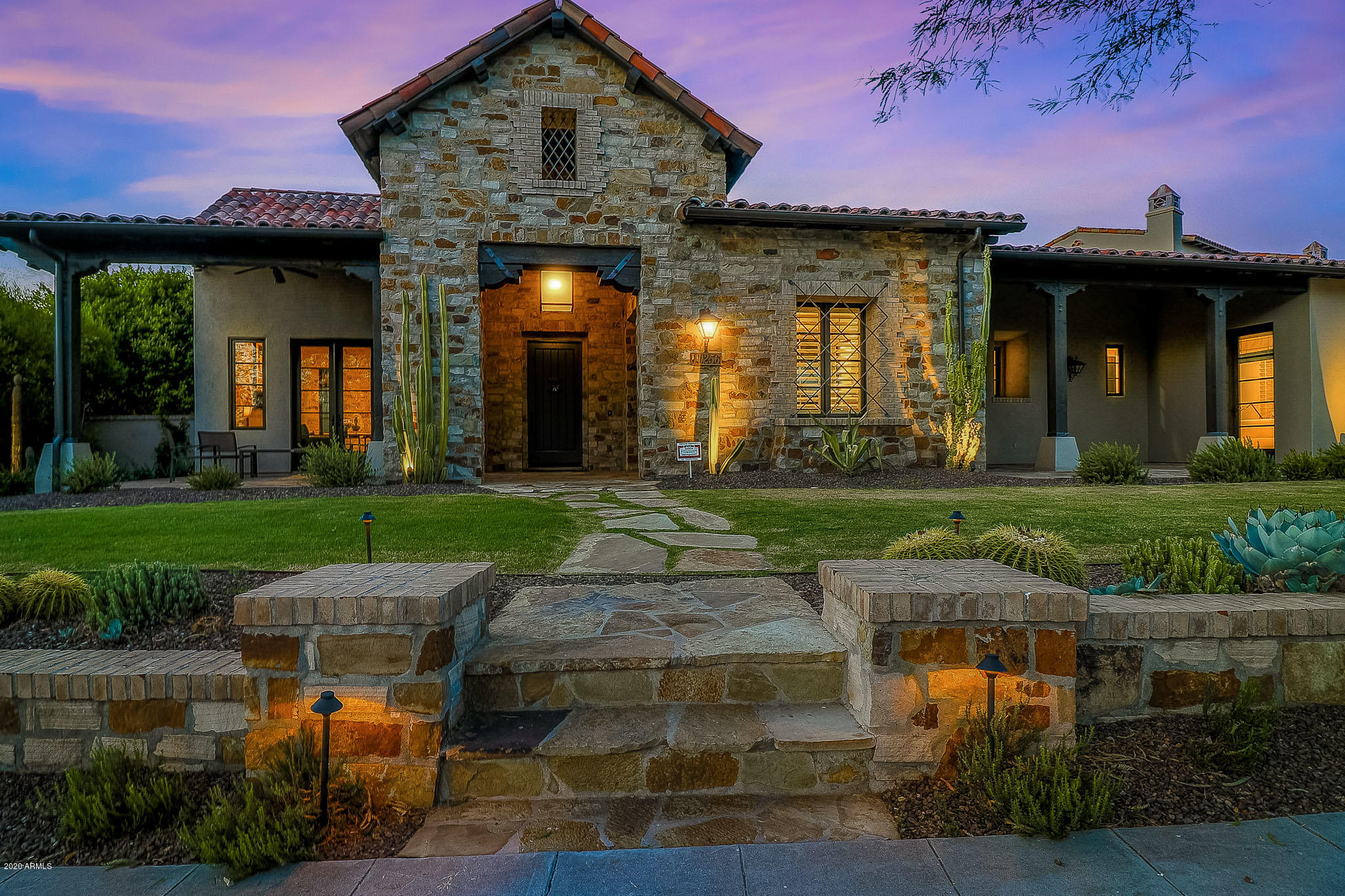Absolutely spectacular, completely remodeled Silverleaf showplace home! Large premium lot across from dessert arroyo w/mountain views. Extensive remodel w/high-end designer finishes t/o. Beautiful new hard wood floors t/o, wood beam ceil's, gorgeous stone work, gourmet kitchen w/high-end appliances, 2 wine fridges & 4 bev drawers. Expansive great rm w/large F/P & 4 French door exits. Completely new resort style backyard w/built in BBQ, heated pool & spa, & ramada with F/P. Pocket slider doors to inner courtyard w/firepit & sep side courtyard w/another huge F/P. Completely automated ''SMART'' home, central vac, instant tankless gas hot H2O, sec system, surround sound t/o, sep huge guest suite upstairs w/pvt balcony, sep A/C, vaulted wood beamed ceil's & kitchen area w/fridge & sink.