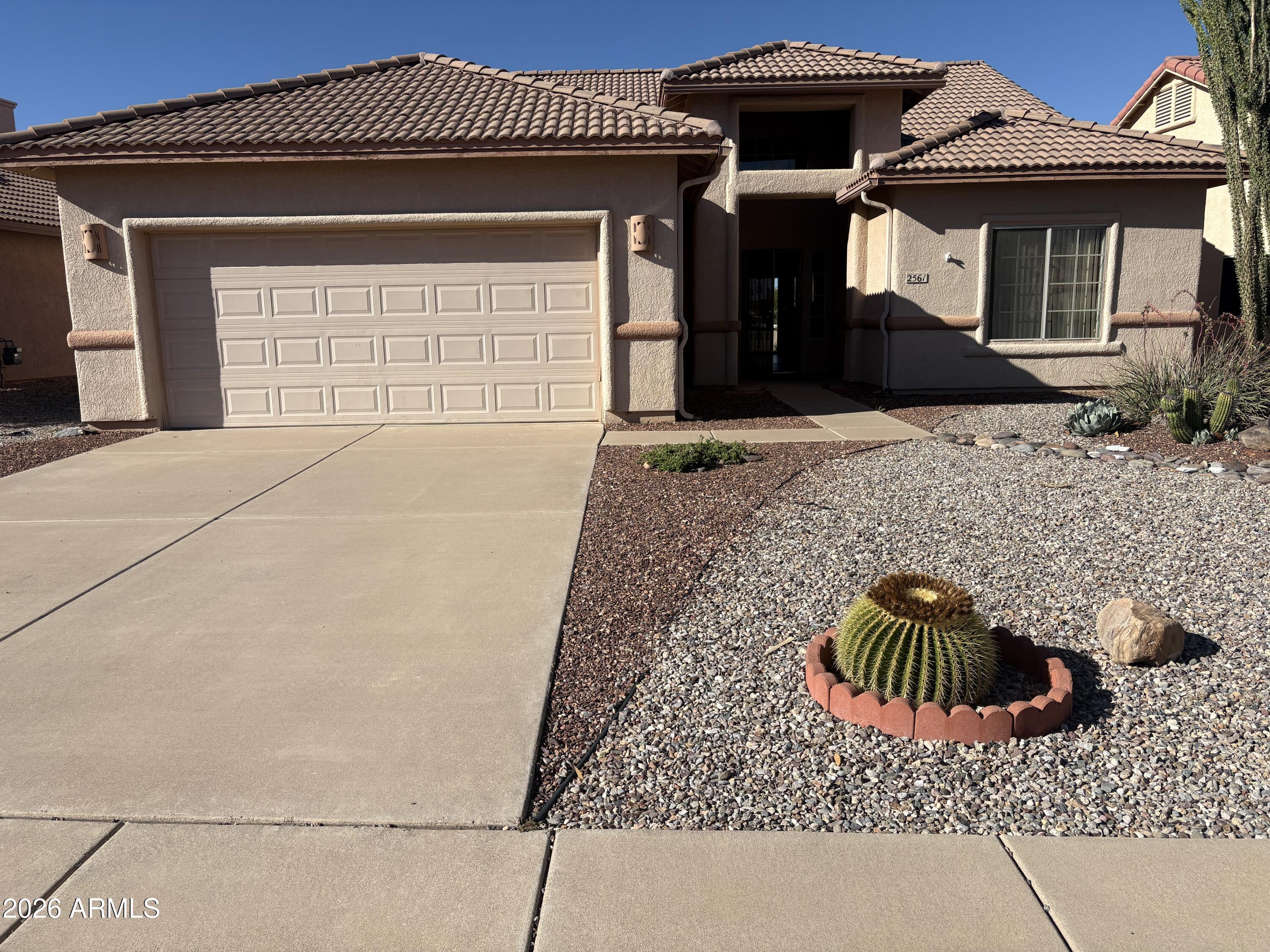 Wonderful three-bedroom two bath home with two car garage.  Great 55+community with lots of amenities.  Two pools, recreational room, pool table and plenty of opportunity to join some of the exercise classes.  Open floor plan, dining area, nice kitchen, washer & dryer inside laundry room,  water softener and washsink in garage.Nice  backyard gravel and cacti.  Move in ready.