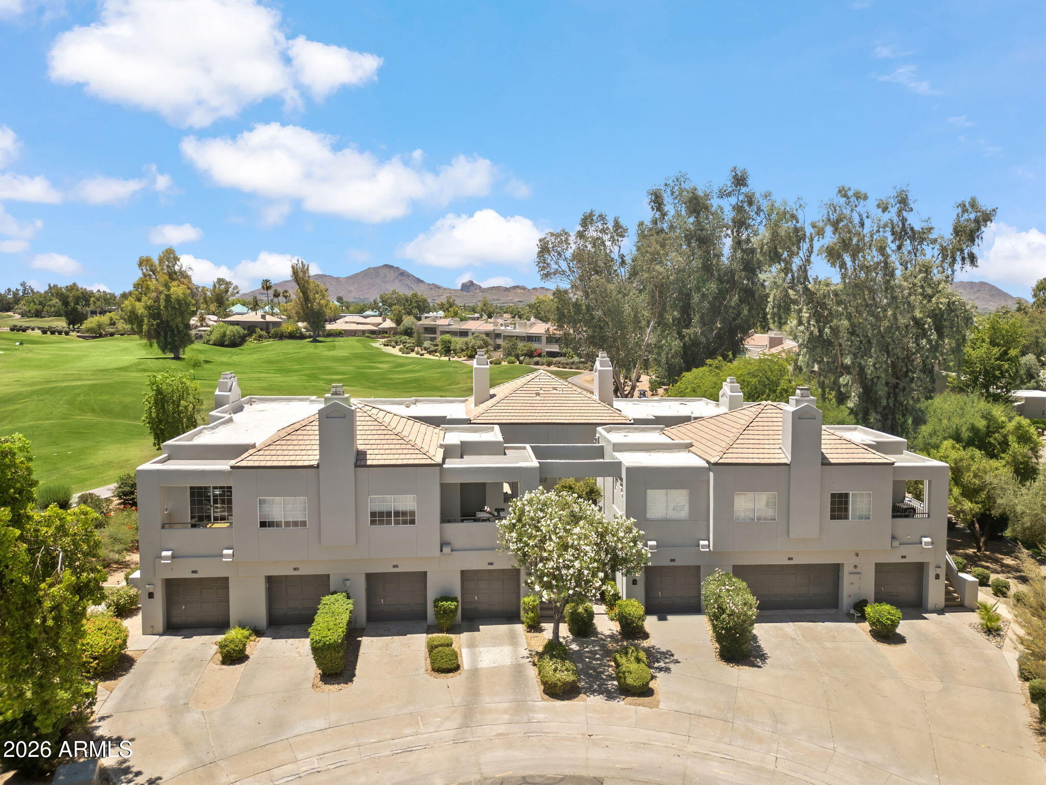 Nestled in the exclusive gated community of The Courts at Gainey Ranch, this exceptional 2-bedroom, 2.5-bath townhome plus loft has a 1-car garage is one of only four residences offering every window with breathtaking golf course views and Camelback Mountain as a backdrop. Perfectly positioned to capture sweeping vistas of the lush fairways, majestic McDowell Mountains, and unforgettable Arizona sunsets, this home delivers a truly rare Scottsdale lifestyle.
Designed for effortless indoor-outdoor living, the property features two expansive patio spaces ideal for entertaining, relaxing, or simply enjoying the serene surroundings. The light-filled interior showcases stunning views from nearly every room, creating a seamless connection to the beautiful desert landscape. Just steps away you will find the Estate Club, offering resort-style amenities including a heated pool and spa, state-of-the-art fitness center, pickleball and tennis courts, and meeting rooms. Gainey Ranch is renowned for its lock-and-leave convenience, 24-hour guarded security, and unbeatable central Scottsdale location near premier shopping, dining, and entertainment.
The newly renovated Grand Hyatt Scottsdale Resort is just moments away, adding world-class dining, spa, and resort experiences right at your doorstep. Optional membership opportunities are available at the private Gainey Ranch Golf Club, which offers three tiers of membership options; golf membership is not included in the HOA.
A rare opportunity to own one of Gainey Ranch's most coveted view properties in one of Scottsdale's most sought-after communities.